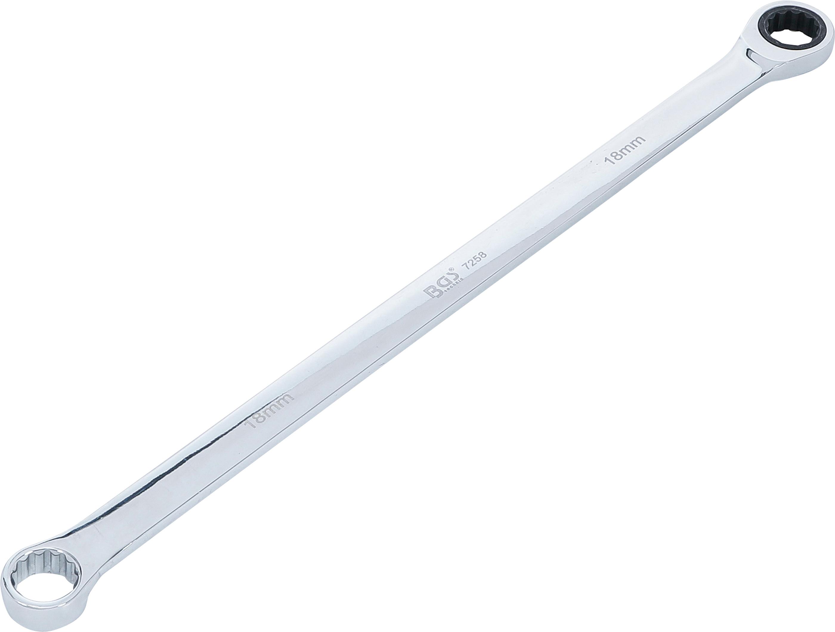 Ratschenring- und Ringschlüssel | extra lang | SW 18 mm BGS7258