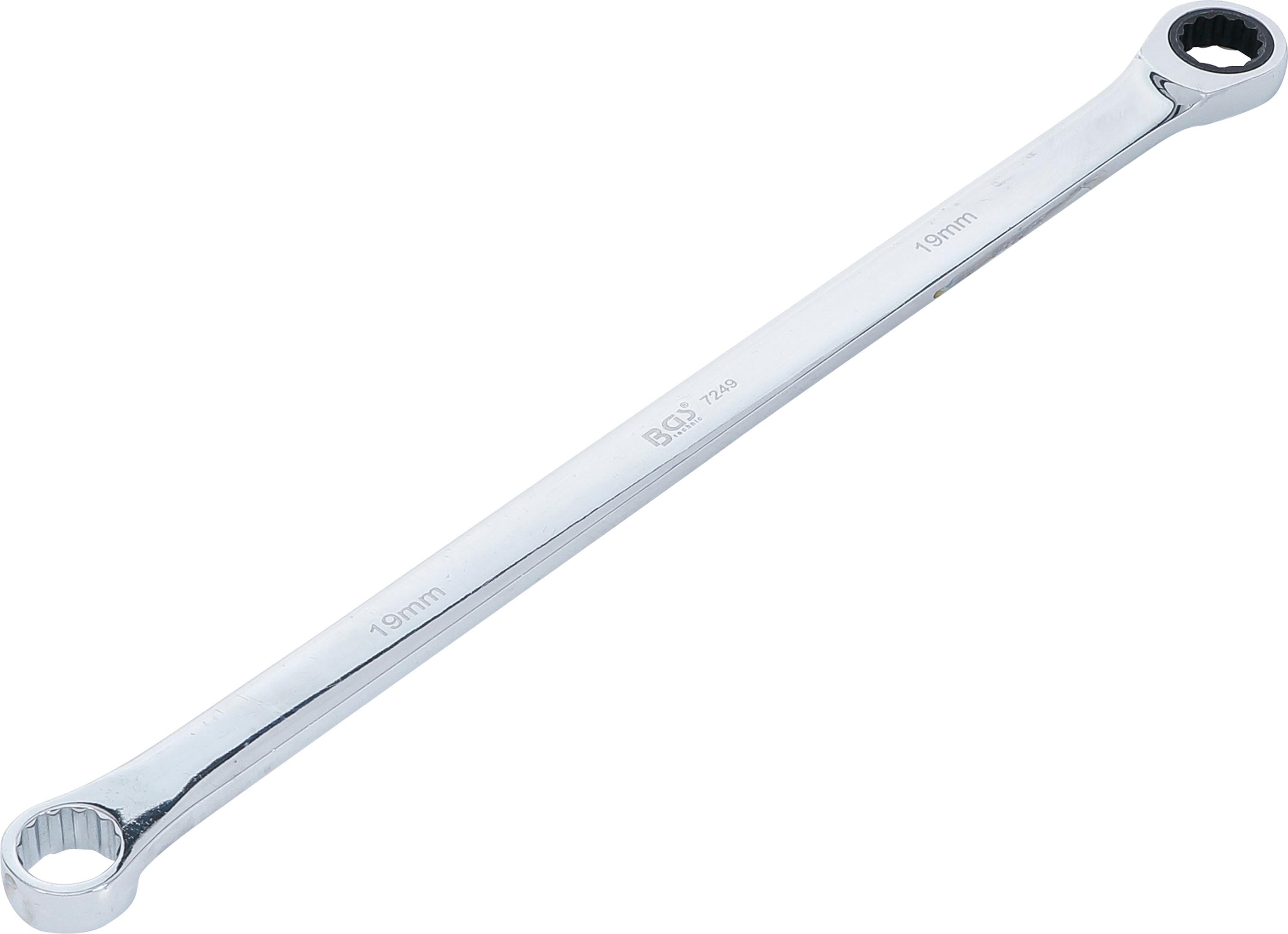 Ratschenring- und Ringschlüssel | extra lang | SW 19 mm BGS7249