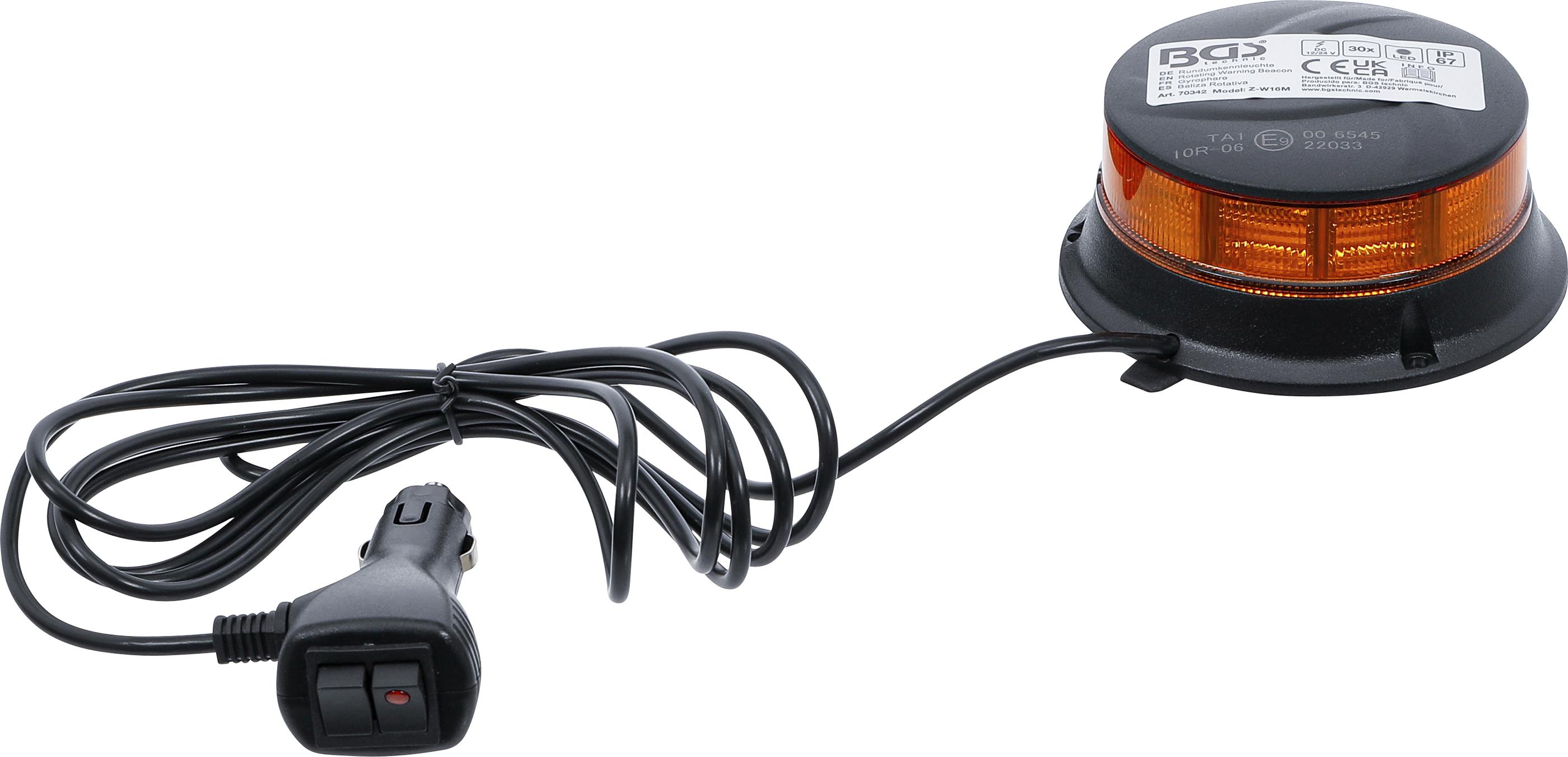 Rundumkennleuchte | gelb | mit Magnet | 12 V / 24 V | Ø 130 mm BGS70342