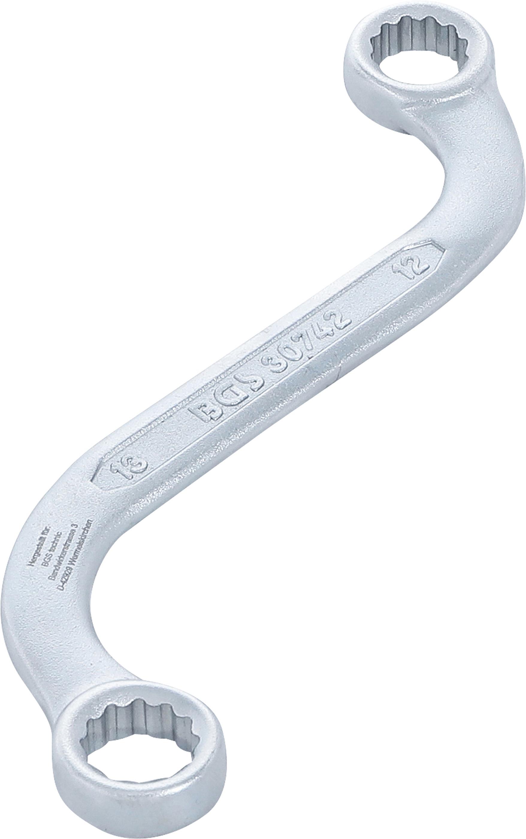 S-Form Doppel-Ringschlüssel Zwölfkant | SW 12 x 13 mm BGS30742