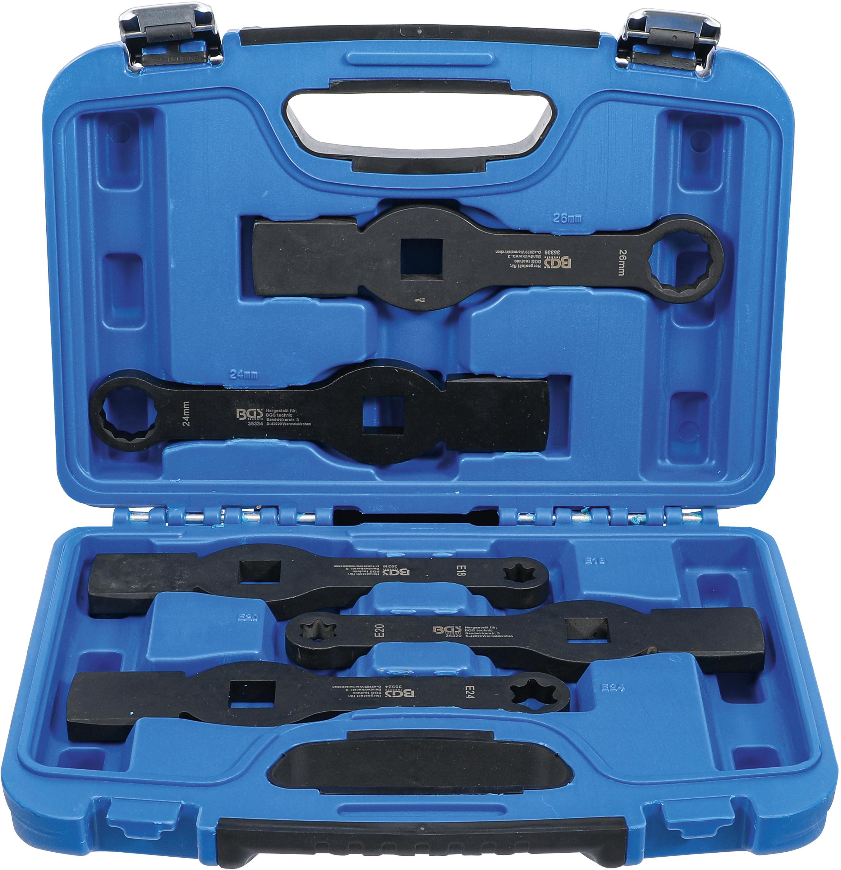 Schlag-Ringschlüssel-Satz | Zwölfkant / E-Profil (für Torx) | 5-tlg. BGS35310