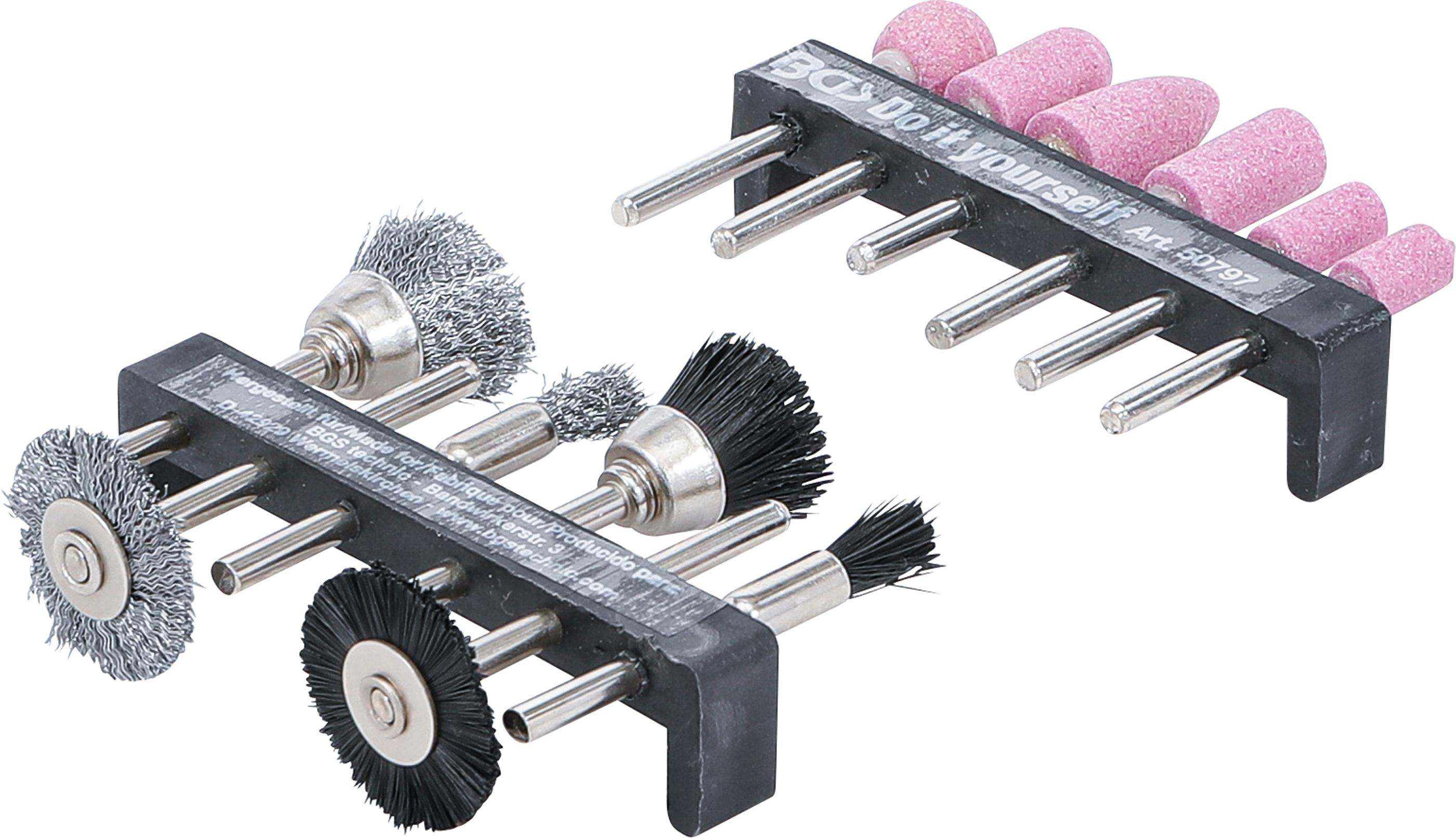 Schleifer- und Stahldraht- / Kunststoff-Bürsten-Satz | 12-tlg. BGS50797
