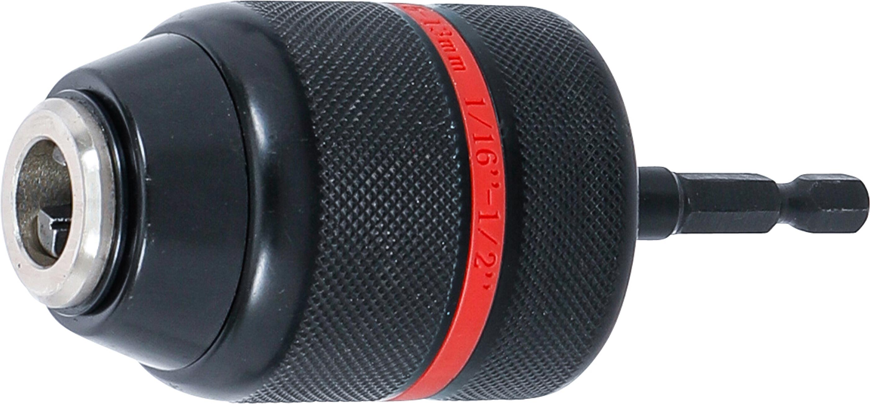 Schnellspannbohrfutter | Metallausführung | Antrieb Außensechskant 6,3 mm (1/4") x 20 UNF | 1,5 - 13 mm BGS74470