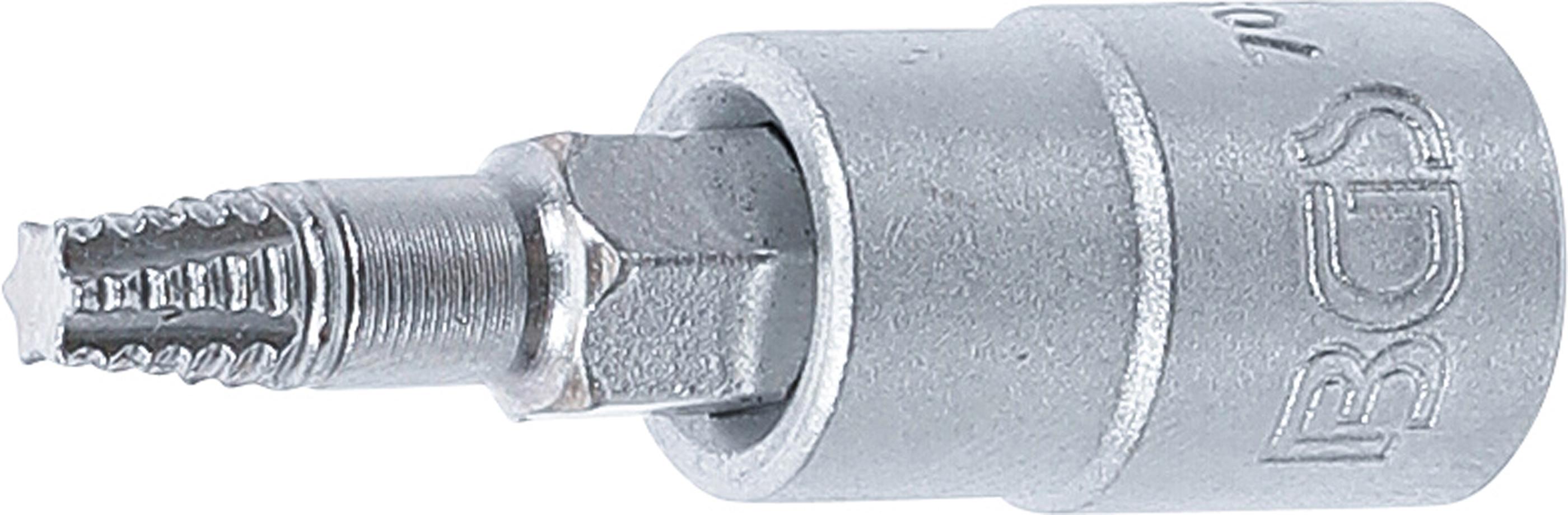 Schraubenausdreher-Bit-Einsatz | Antrieb Innenvierkant 6,3 mm (1/4") | für defektes T-Profil (für Torx) T20 BGS7098-T20