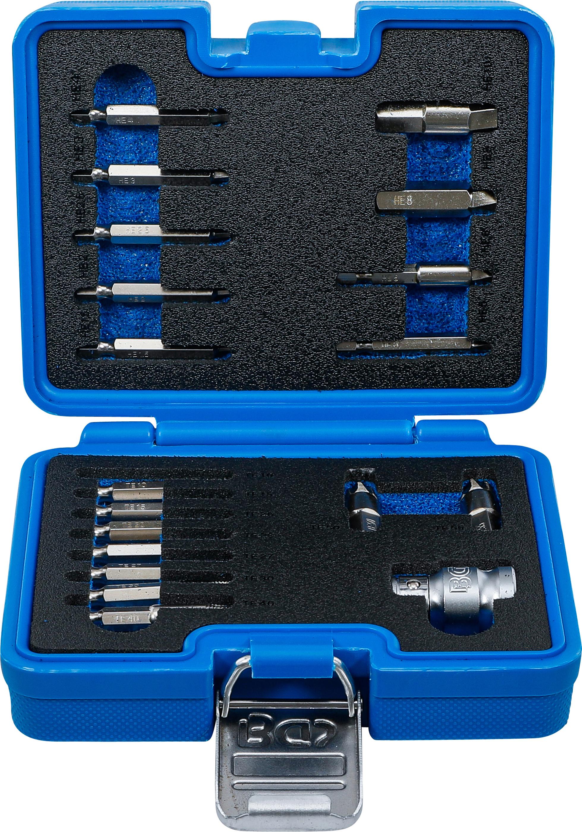 Schraubenausdreher-Satz | für Innensechskant 1,5 - 10 mm / T-Profil (für Torx) | T10 - T55 | 19-tlg. BGS9173-1