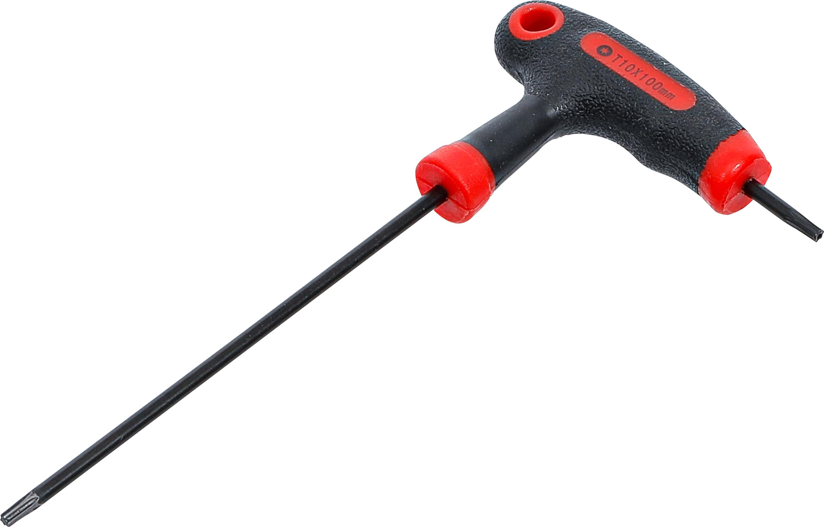 Schraubendreher mit T-Griff und seitlicher Klinge | T-Profil (für Torx) mit/ohne Bohrung T10 BGS7880-T10