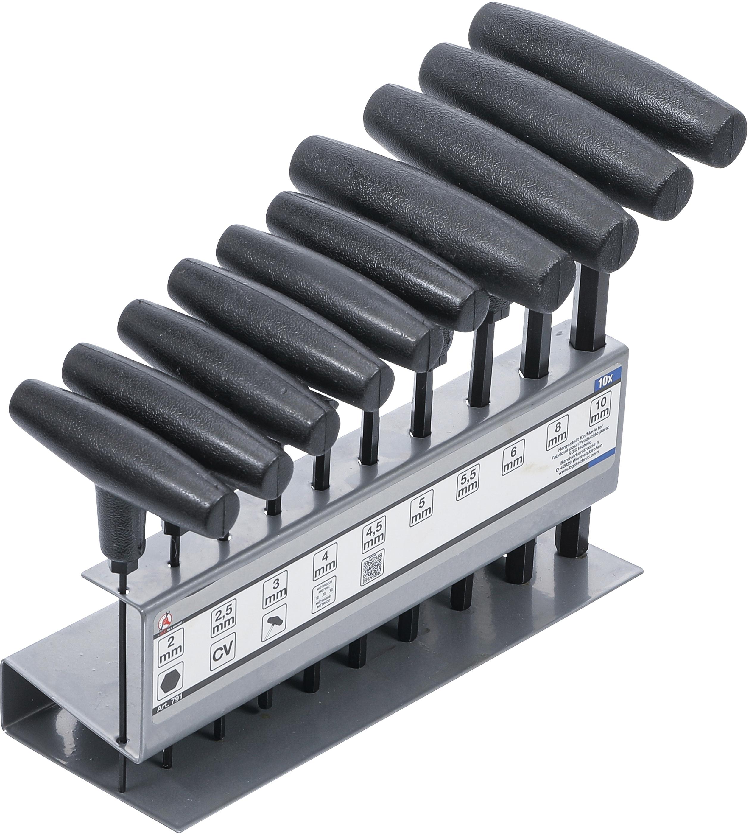 Schraubendreher-Satz mit T-Griff | Innensechskant 2 - 10 mm | 10-tlg. BGS791