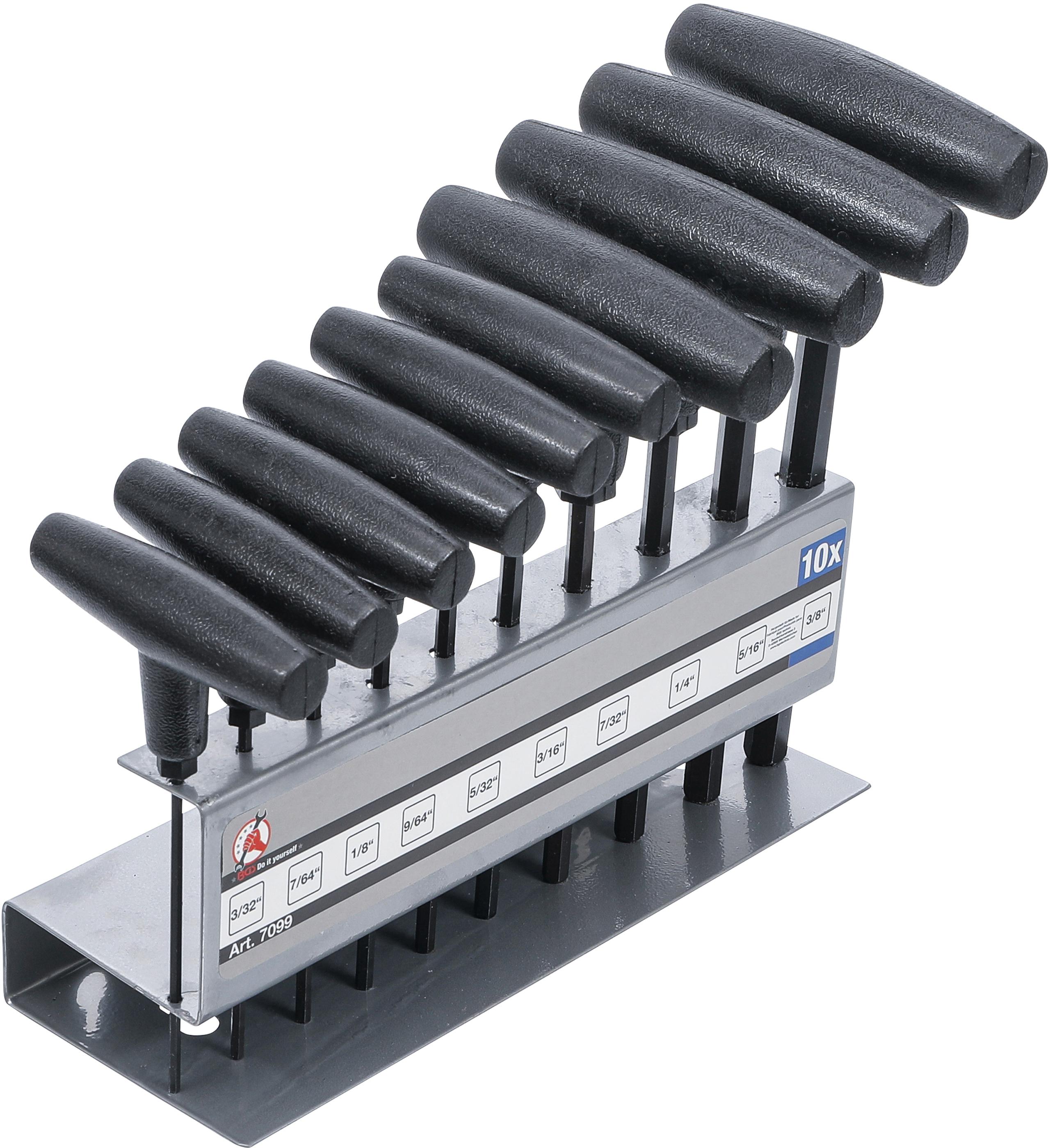 Schraubendreher-Satz mit T-Griff | Zollmaße | Innensechskant 3/32" - 3/8" | 10-tlg. BGS7099