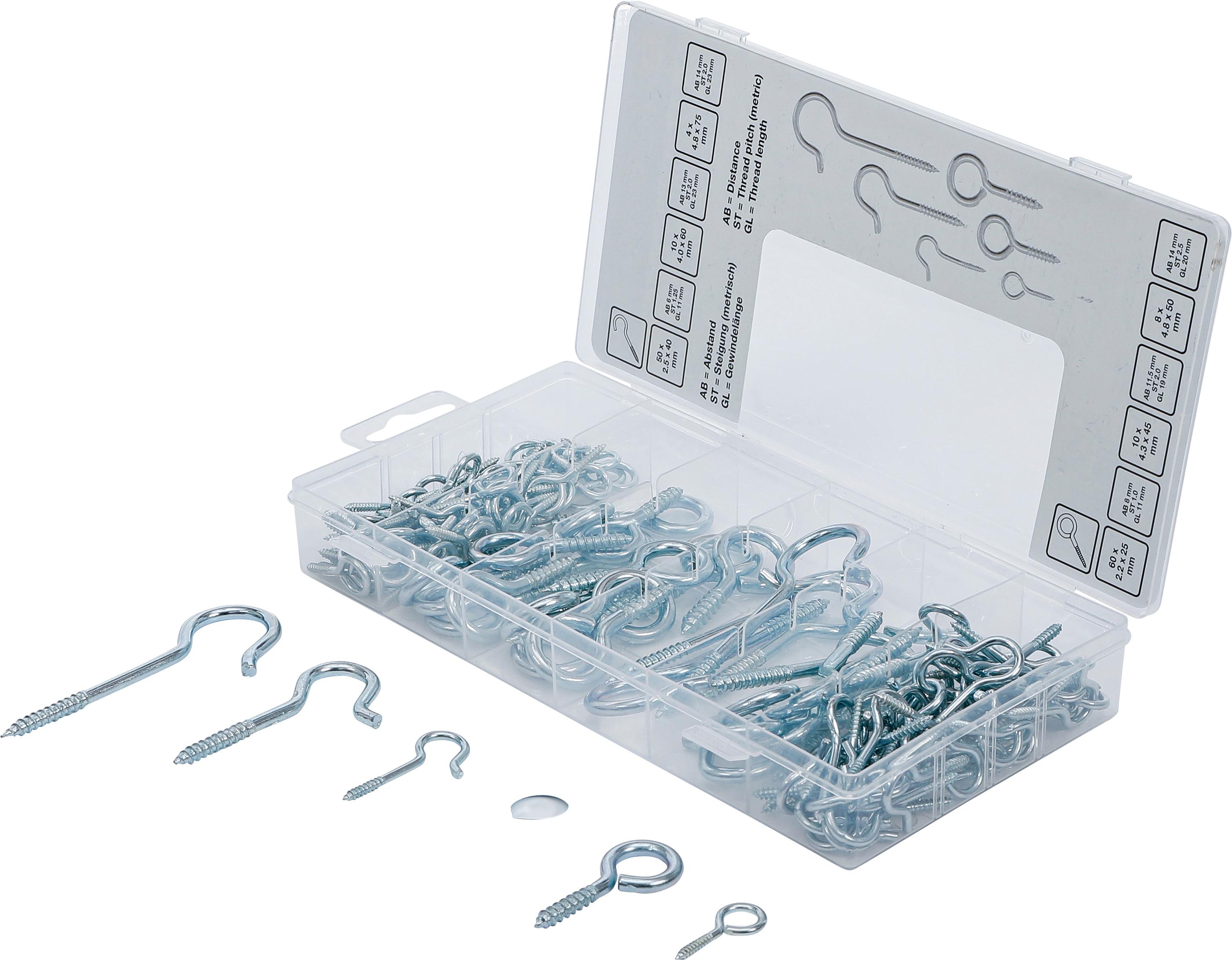 Schraubhaken / Ringhaken Sortiment | 142-tlg. BGS88180