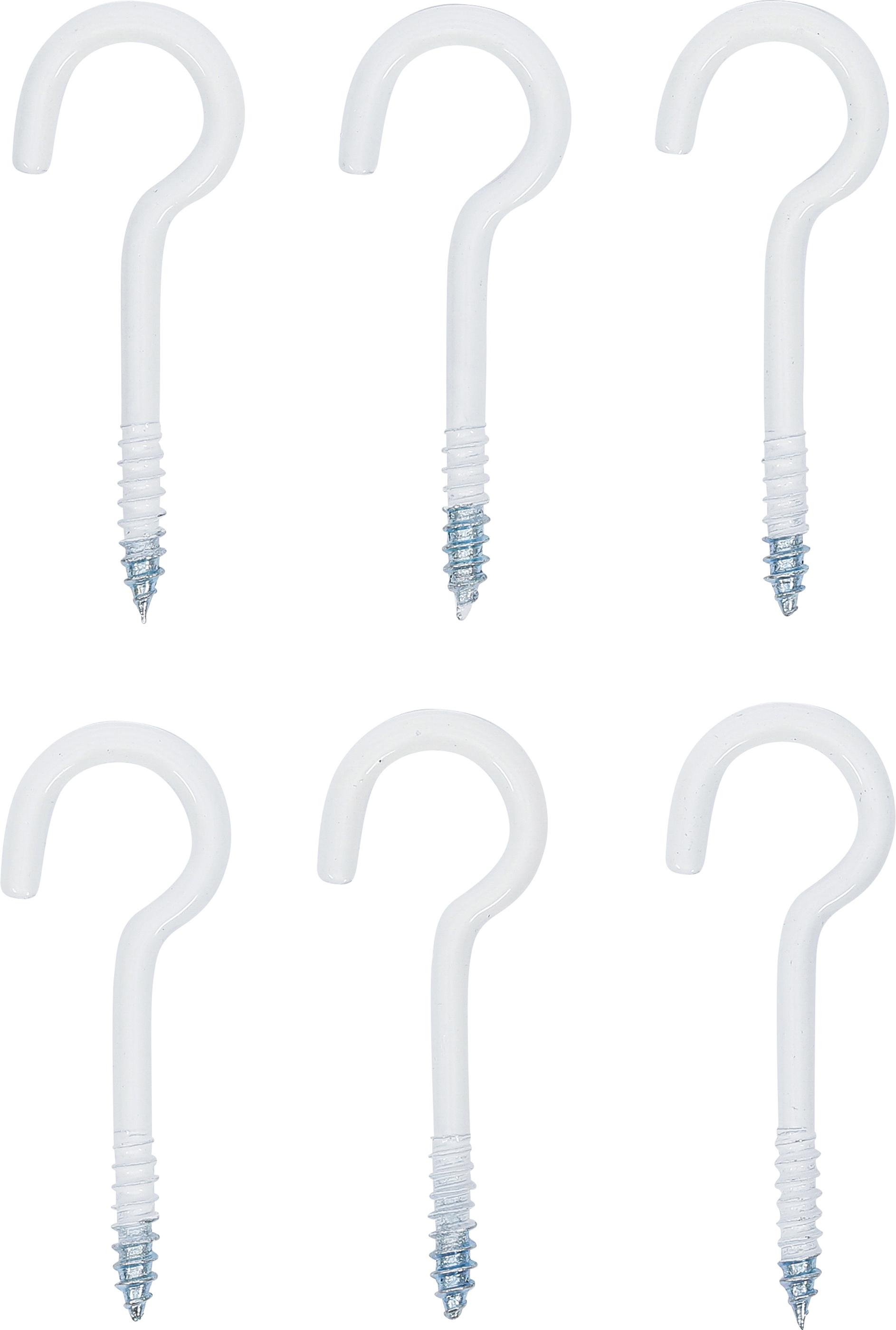 Schraubhaken-Sortiment | weiß | kunststoffummantelt | 60 mm | 6-tlg. BGS88181