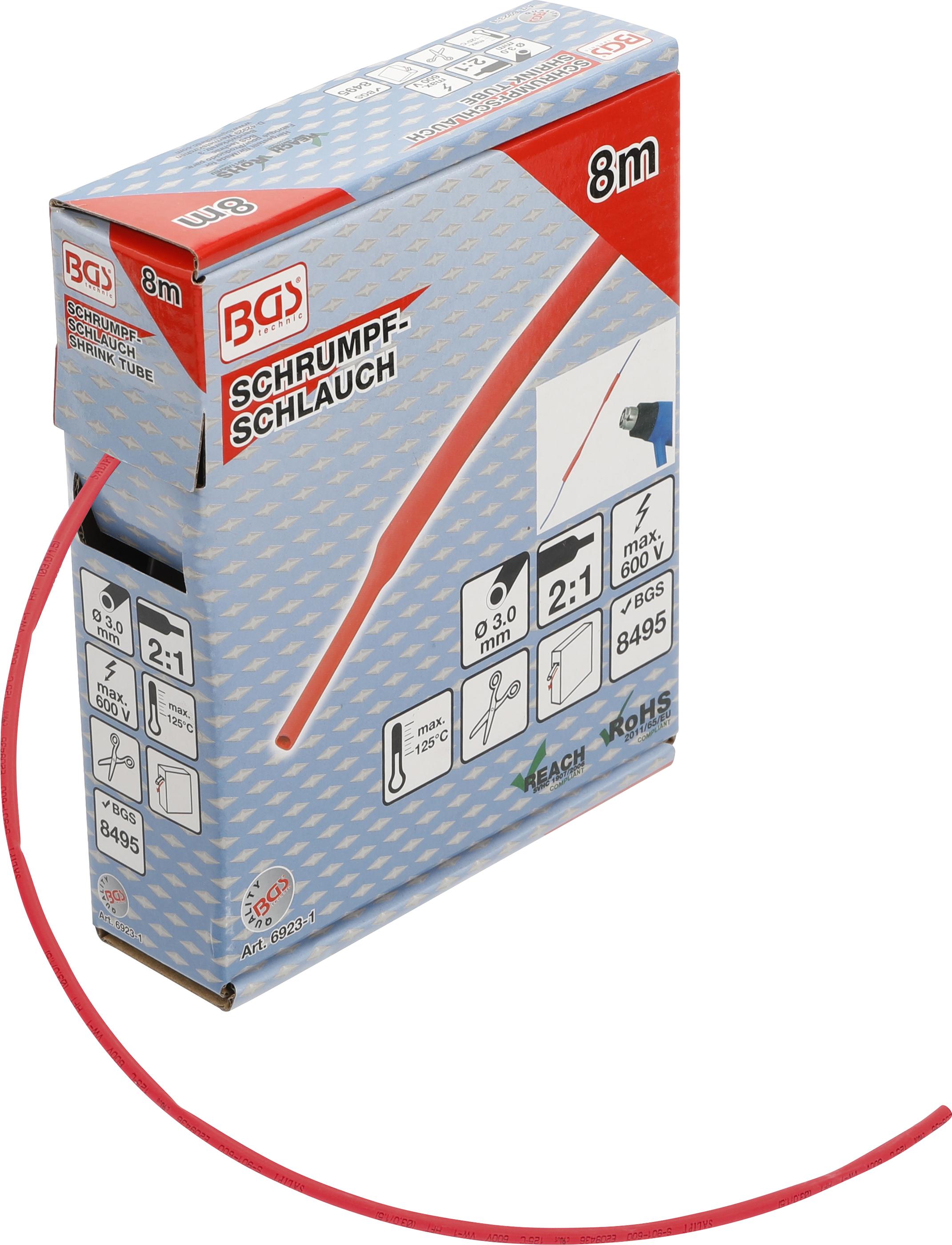Schrumpfschlauch-Box | rot | Ø 3 mm | 8 m BGS6923-1