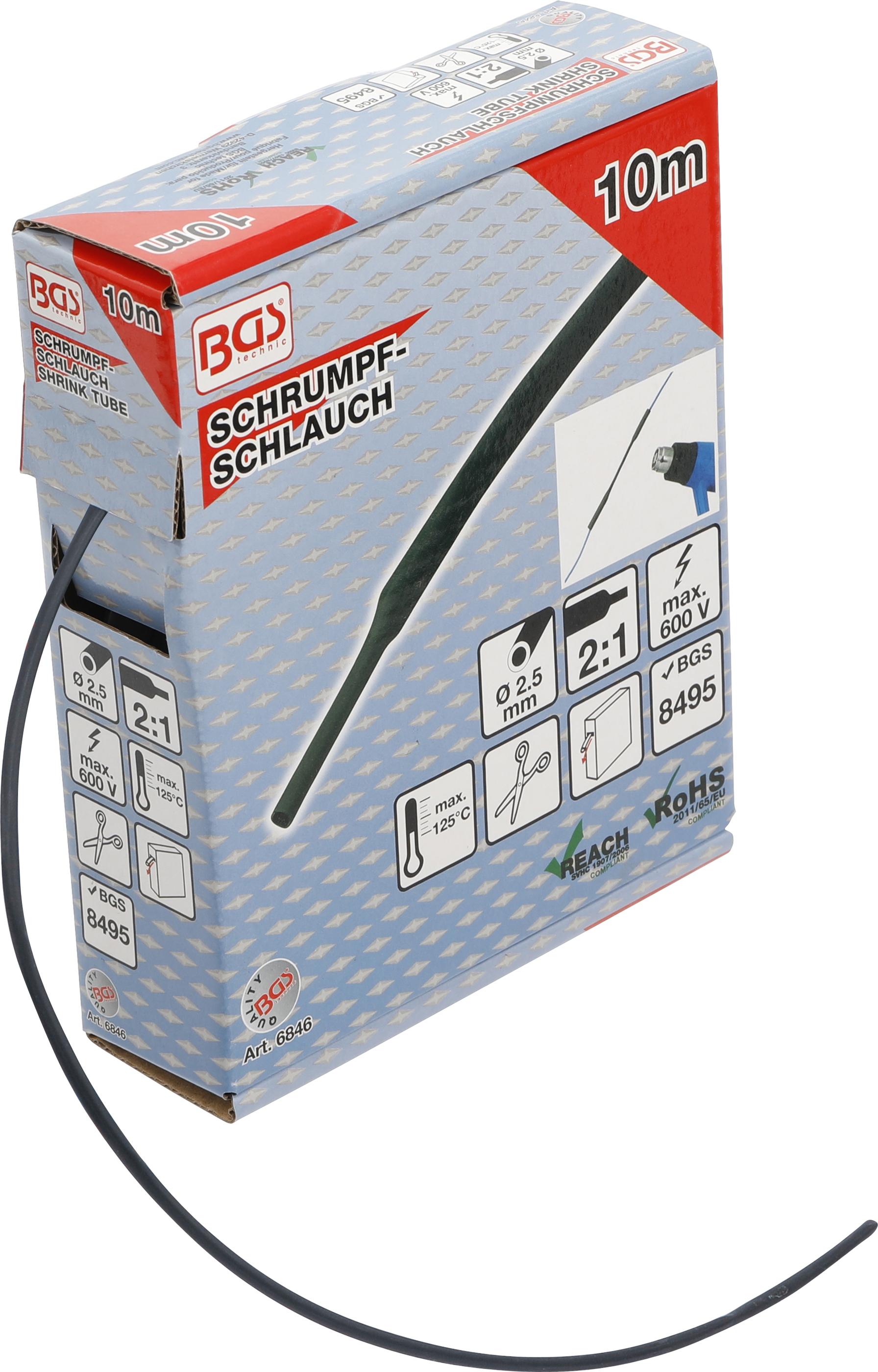 Schrumpfschlauch-Box | schwarz | Ø 2,5 mm | 10 m BGS6846