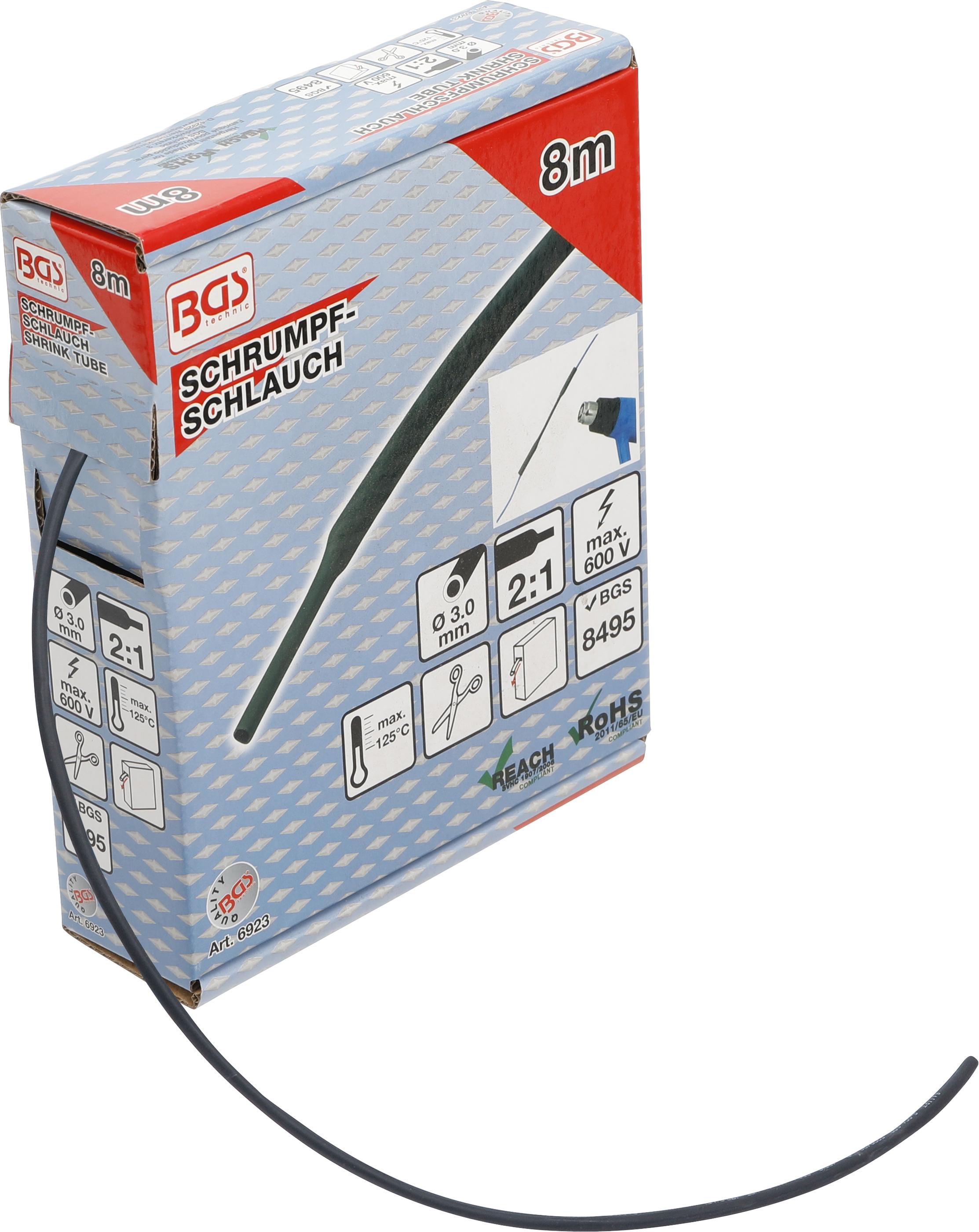 Schrumpfschlauch-Box | schwarz | Ø 3 mm | 8 m BGS6923