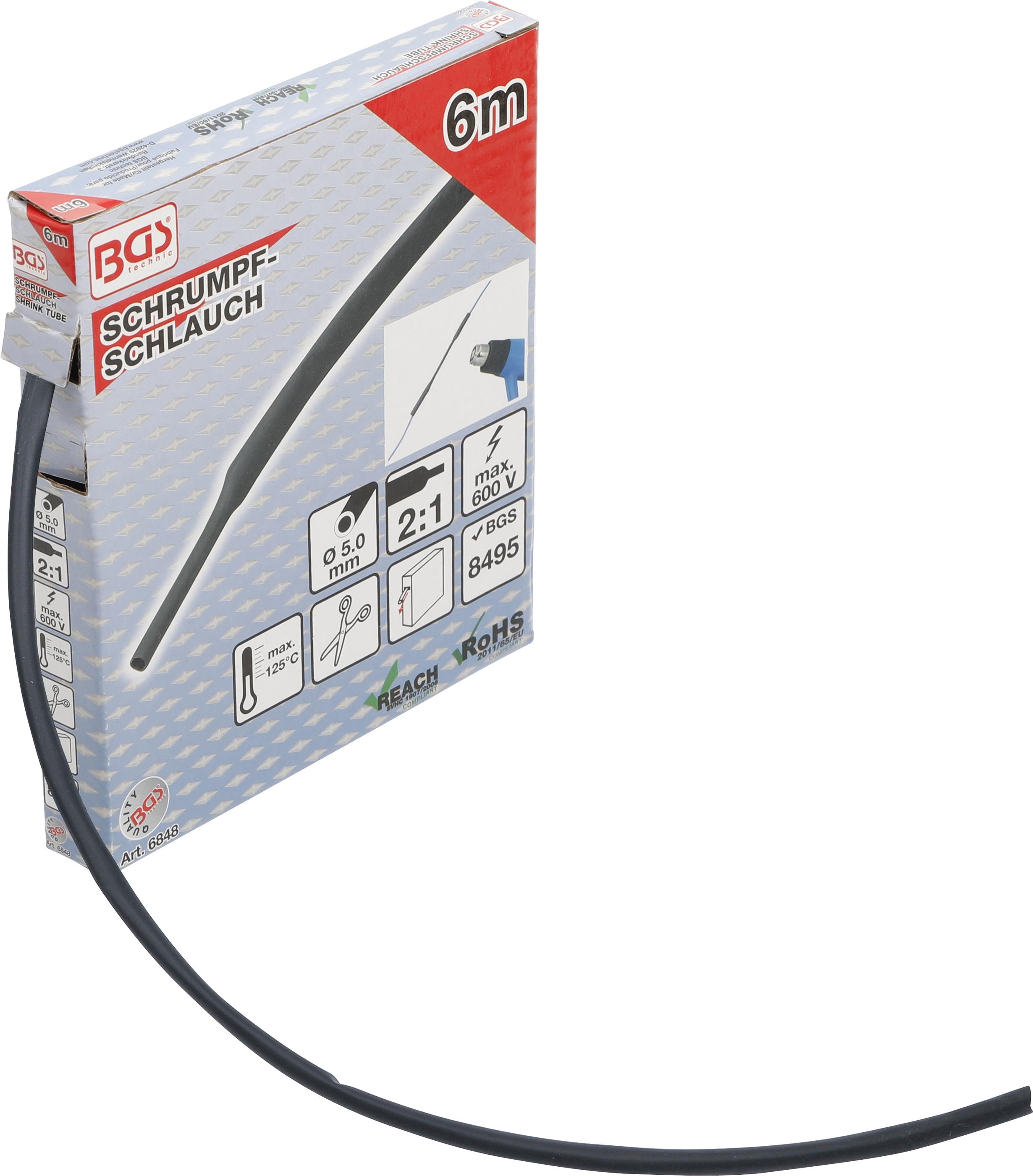 Schrumpfschlauch-Box | schwarz | Ø 5 mm | 6 m BGS6848