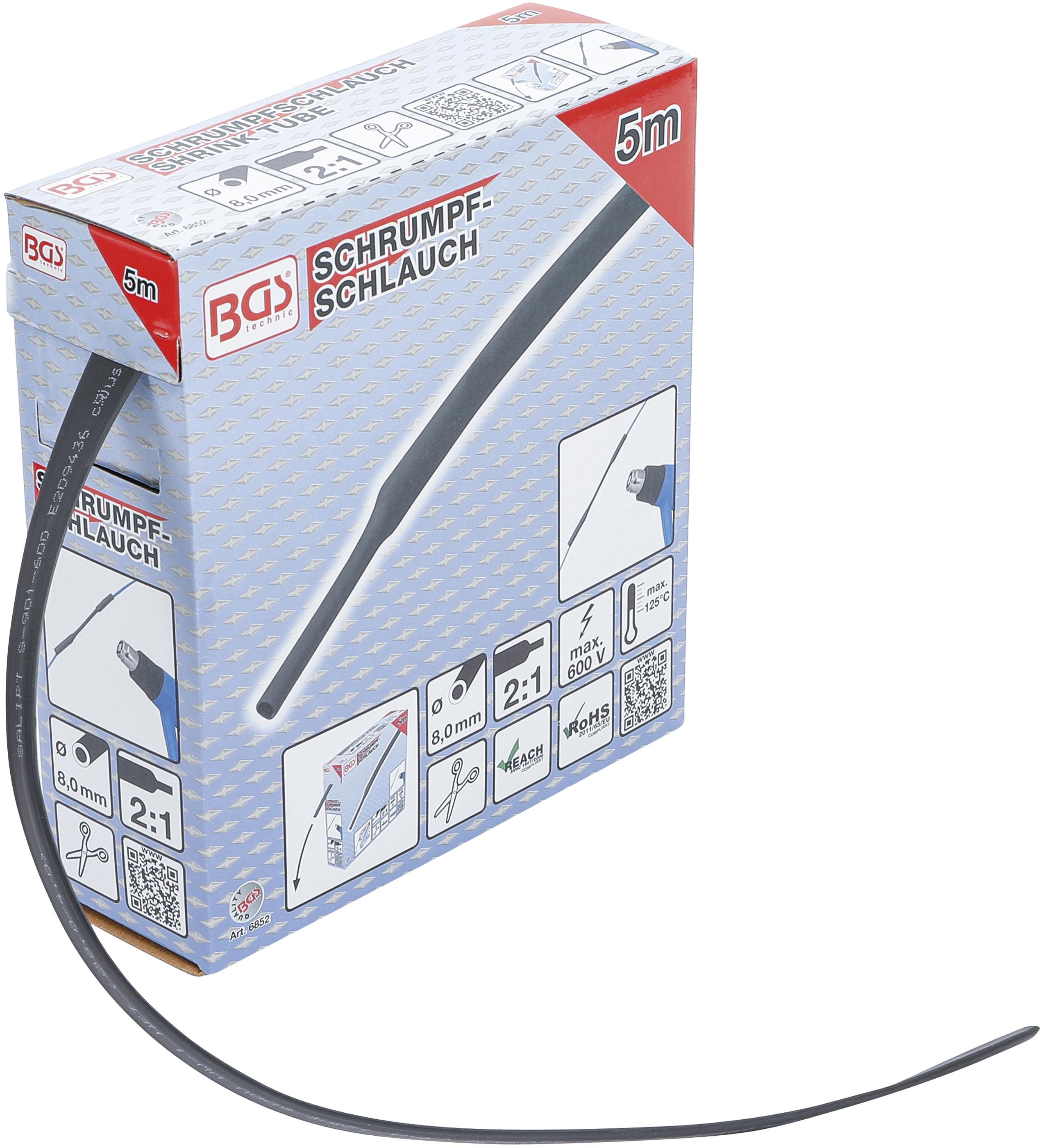 Schrumpfschlauch-Box | schwarz | Ø 8 mm | 5 m BGS6852