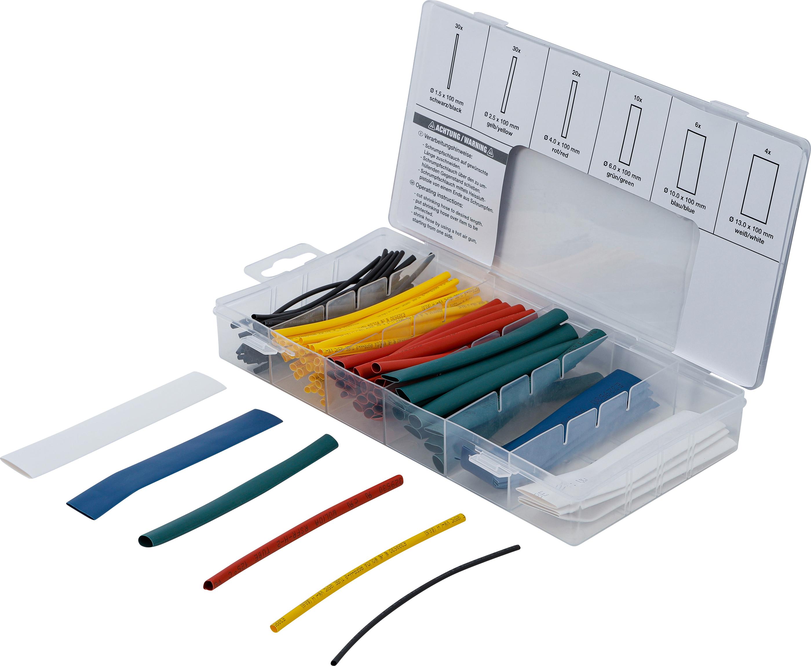Schrumpfschlauch-Sortiment | farbig | 100-tlg. BGS8123