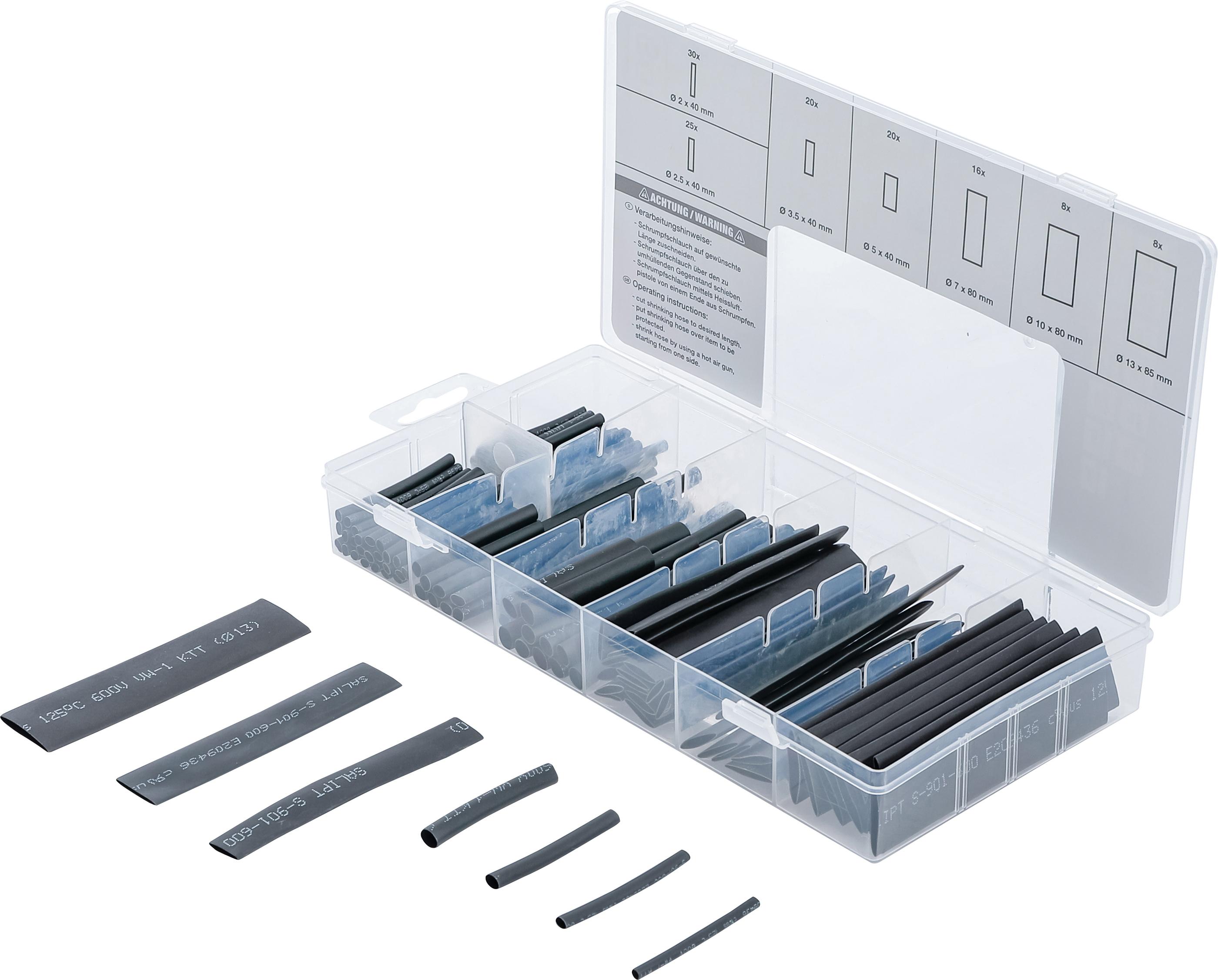 Schrumpfschlauch-Sortiment | schwarz | 127-tlg. BGS8042