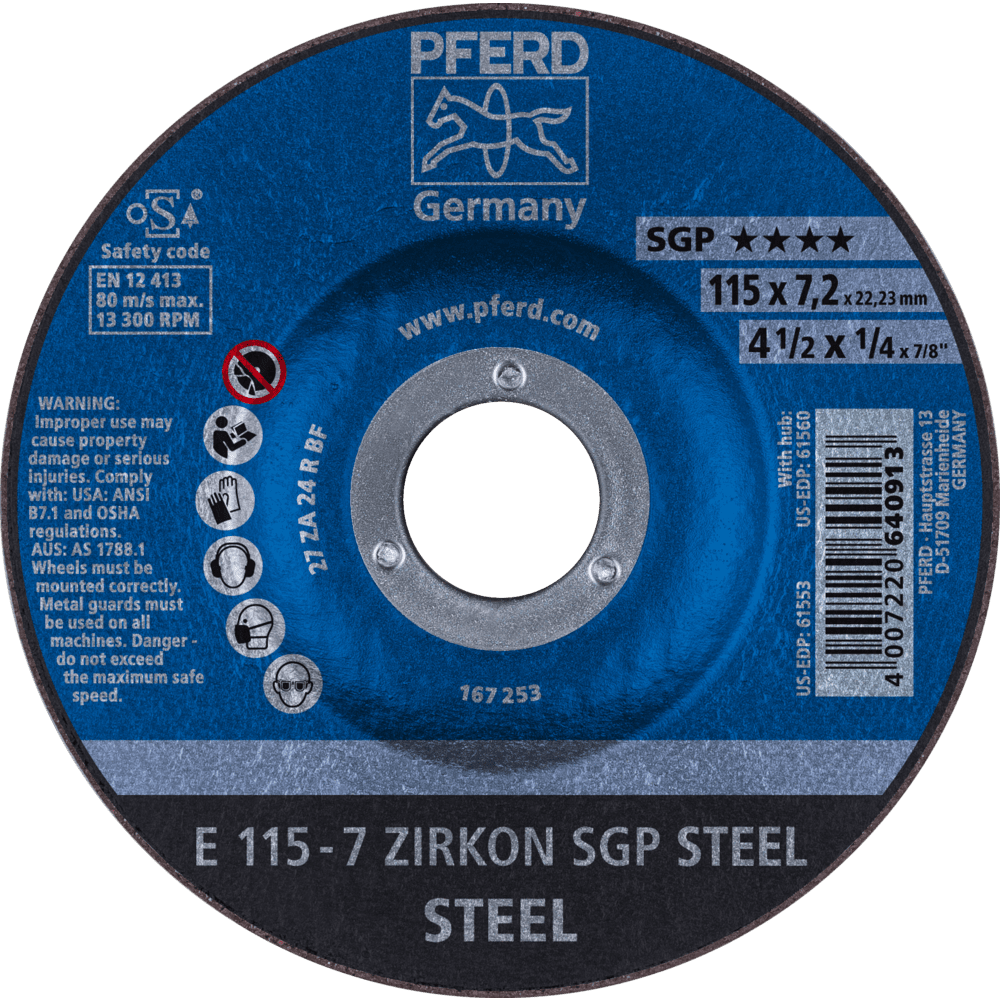 SCHRUPPSCHEIBE E 115-7 ZIRKON SGP STEEL 4007220640913