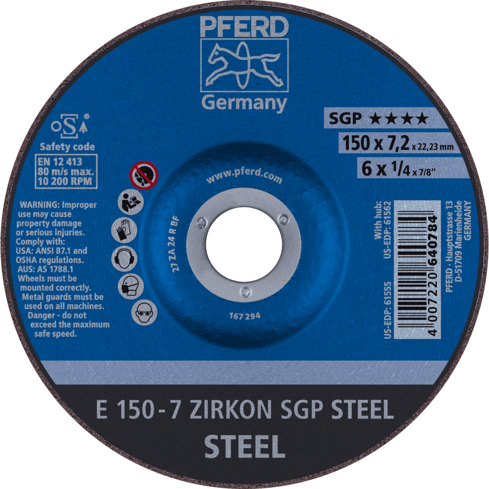 SCHRUPPSCHEIBE E 150-7 ZIRKON SGP STEEL 4007220640784