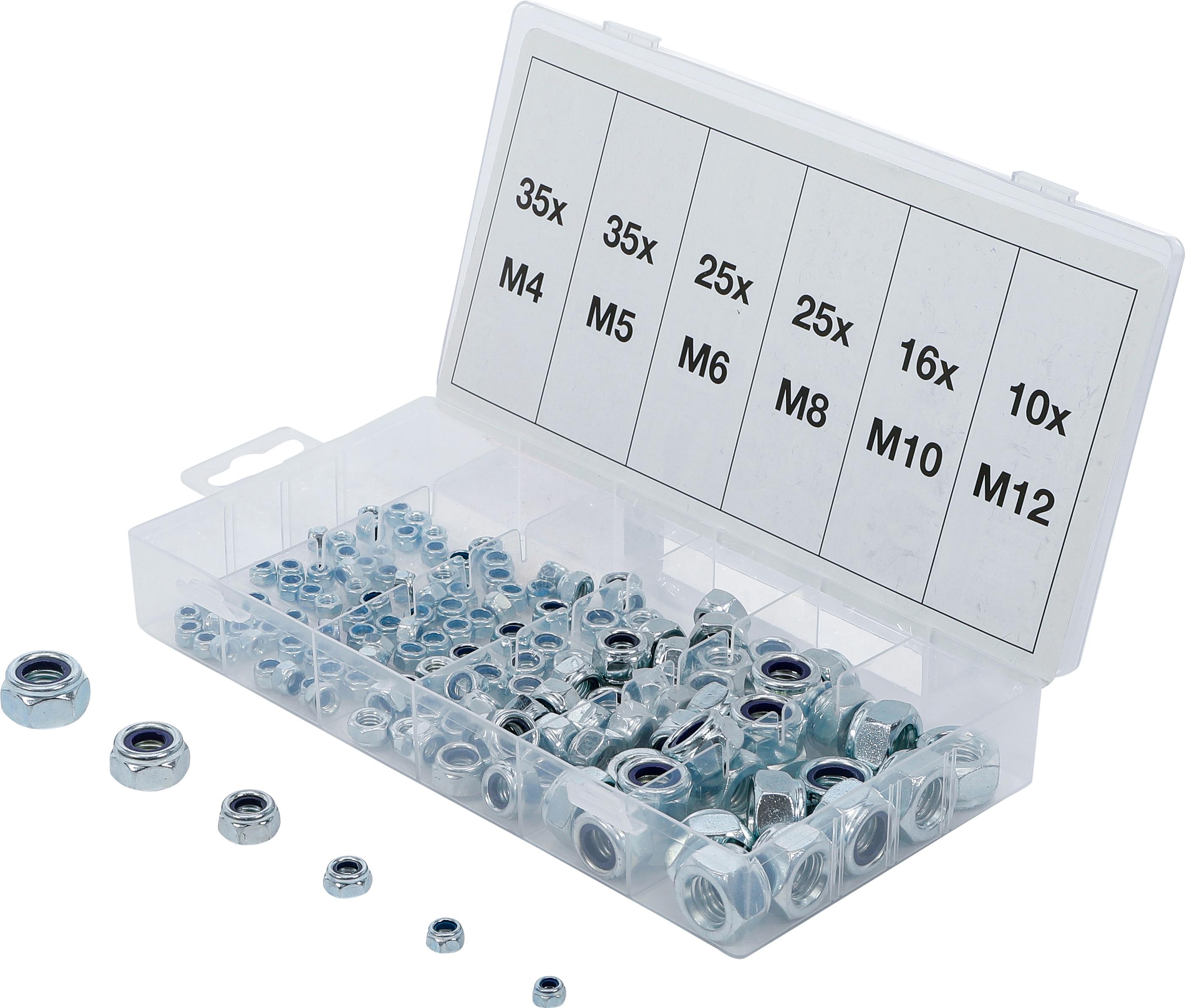 Sechskant-Muttern-Sortiment | selbstsichernd | 146-tlg. BGS8135