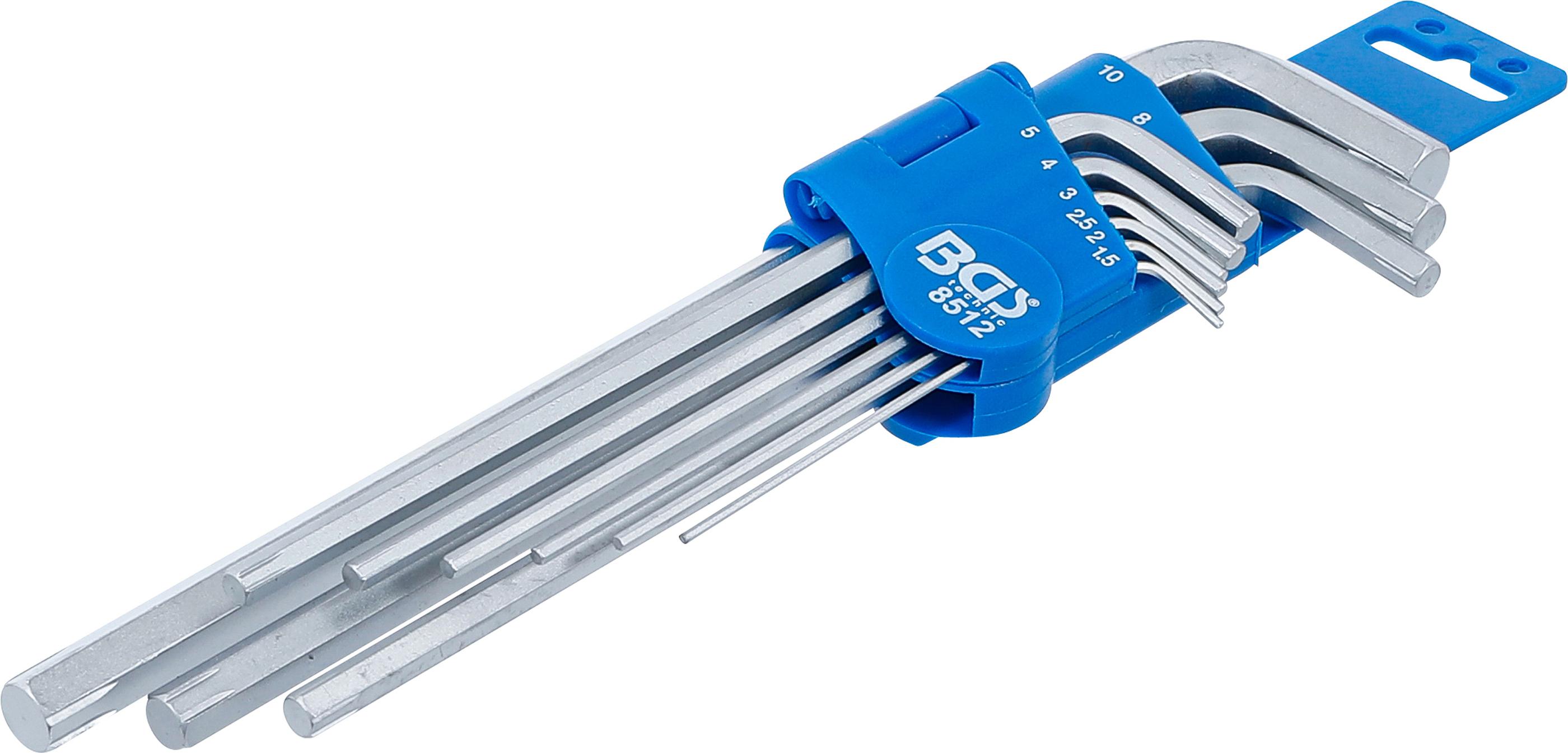 Spezial-Winkelschlüssel-Satz | Innensechskant 1,5 - 10 mm | 9-tlg. BGS8512