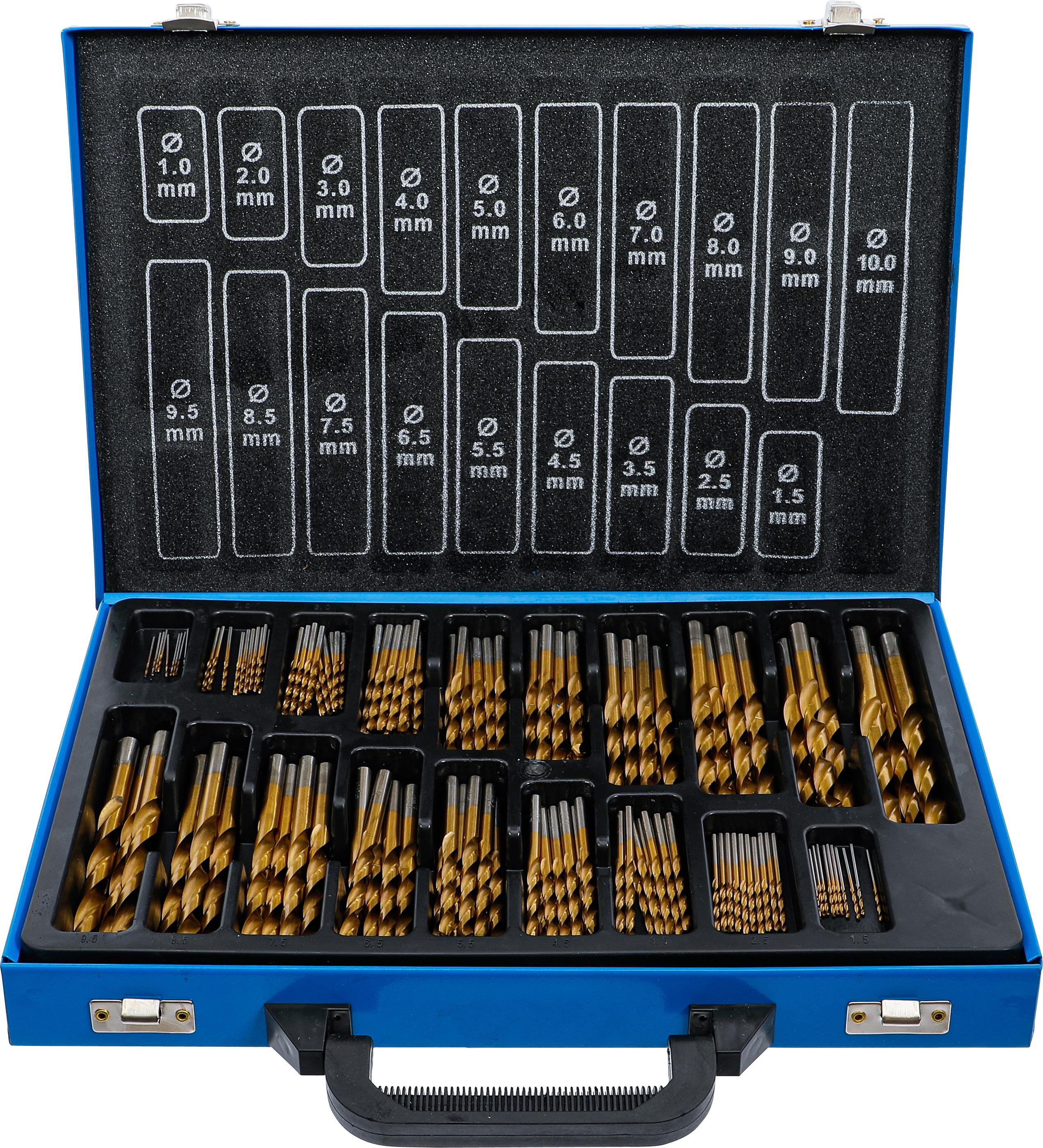 Spiralbohrer-Satz | HSS | titan-nitriert | 1 - 10 mm | 170-tlg. BGS1994