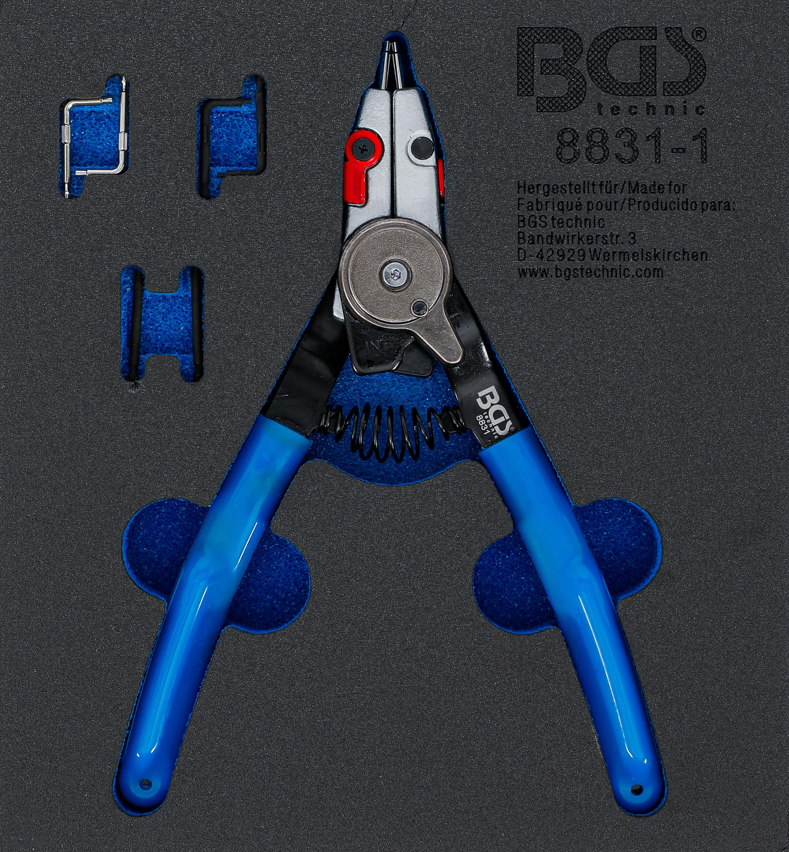 Sprengringzange | für Außen-/Innensprengringe | auswechselbare Spitzen | 180 mm BGS8831-1