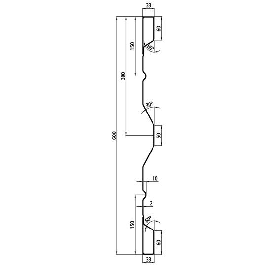 Stahlbordwandprofil HV 600, 2 mm stark, 5000 mm lang 365711175 Suer