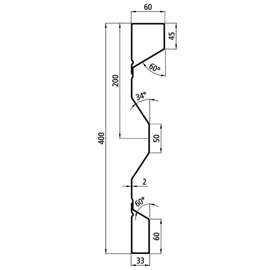 Stahlbordwandprofil P 400/60/33 FS, 2 mm stark, 4500 mm lang 365711463 Suer