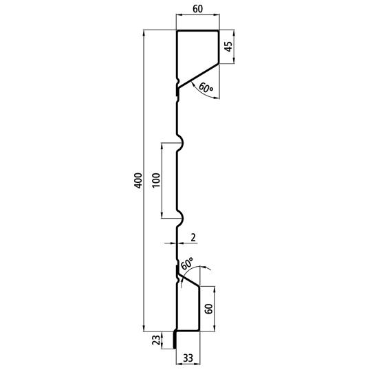 Stahlbordwandprofil PDLI 400/60/33 NS, 2 mm stark, 4500 mm lang 365711410 Suer
