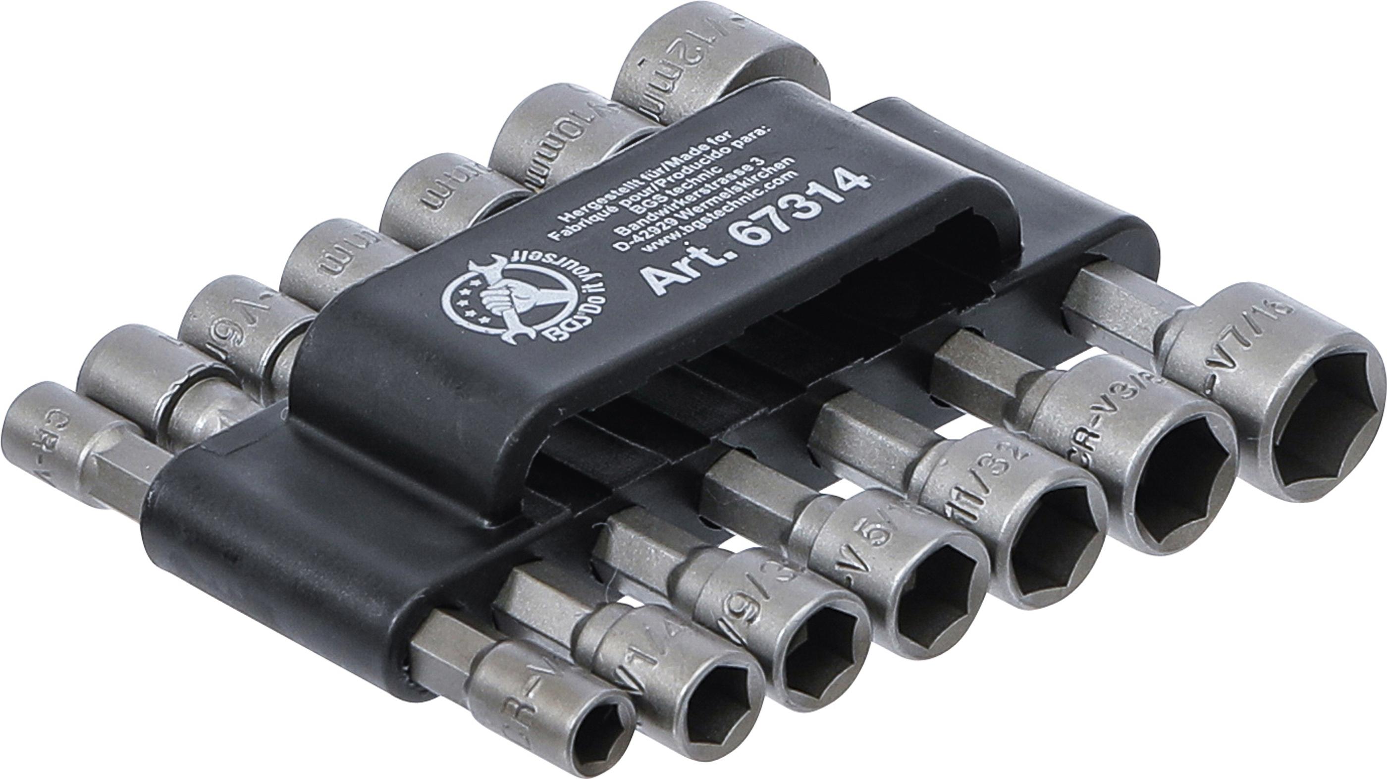 Steckschlüssel-Bit-Satz | Antrieb Außensechskant 6,3 mm (1/4") | metrisch + Zoll | 14-tlg. BGS67314