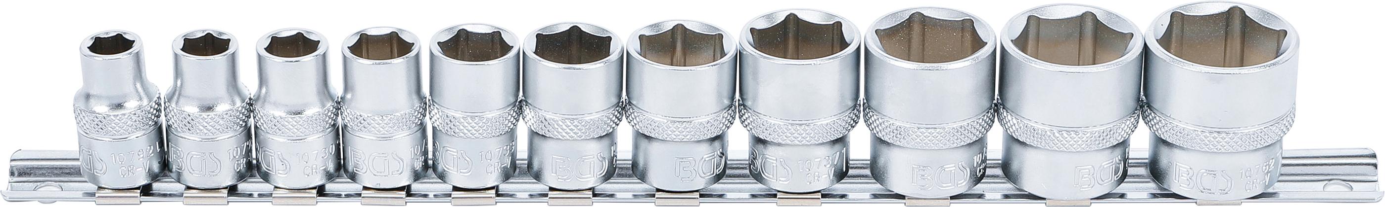 Steckschlüssel-Einsatz-Satz, Sechskant | Antrieb Innenvierkant 10 mm (3/8") | SW 5/16" - 7/8" | 11-tlg. BGS9110