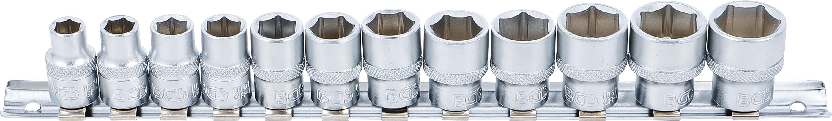 Steckschlüssel-Einsatz-Satz, Sechskant | Antrieb Innenvierkant 10 mm (3/8") | SW 8 - 19 mm | 12-tlg. BGS9104