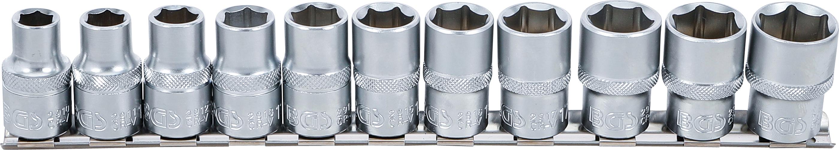 Steckschlüssel-Einsatz-Satz, Sechskant | Antrieb Innenvierkant 12,5 mm (1/2") | SW 10 - 21 mm | 11-tlg. BGS9106