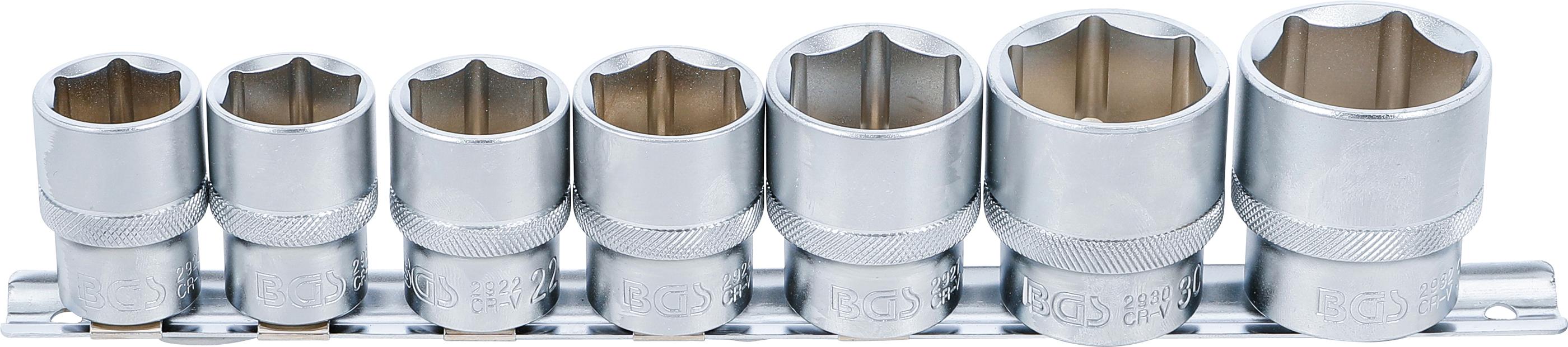 Steckschlüssel-Einsatz-Satz, Sechskant | Antrieb Innenvierkant 12,5 mm (1/2") | SW 20 - 32 mm | 7-tlg. BGS9108