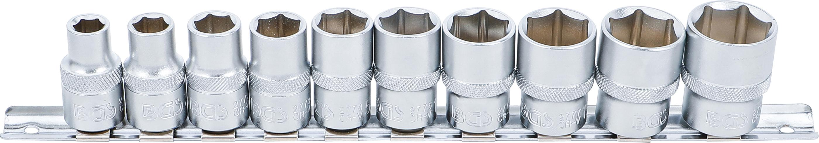 Steckschlüssel-Einsatz-Satz, Sechskant | Antrieb Innenvierkant 12,5 mm (1/2") | Zollgrößen | 10-tlg. BGS9113