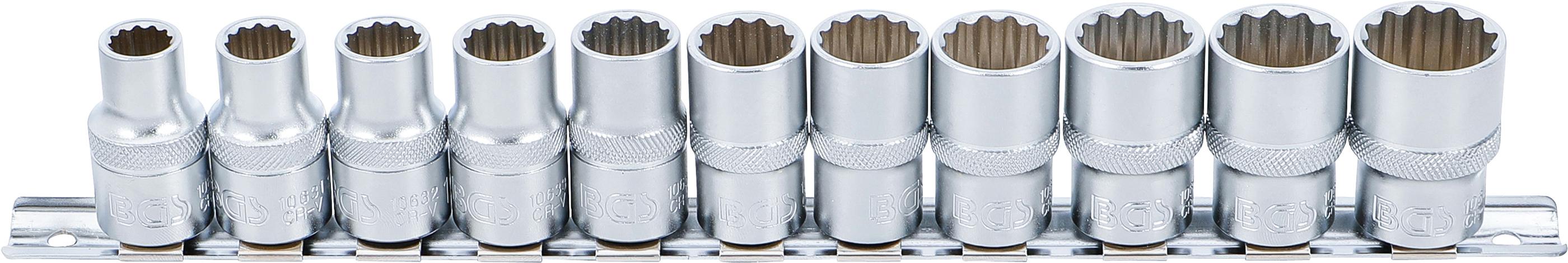 Steckschlüssel-Einsatz-Satz, Zwölfkant | Antrieb Innenvierkant 12,5 mm (1/2") | SW 10 - 21 mm | 11-tlg. BGS9107