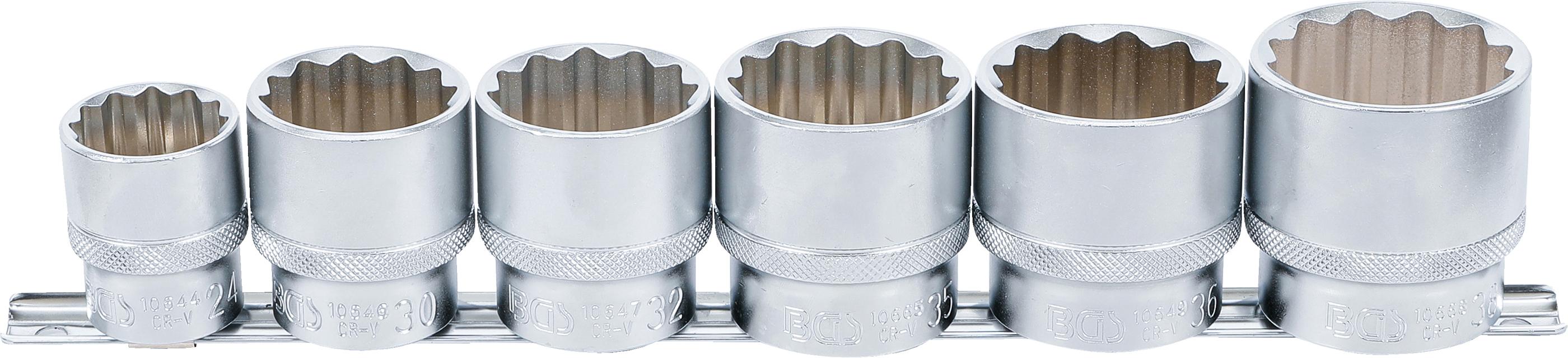 Steckschlüssel-Einsatz-Satz, Zwölfkant | Antrieb Innenvierkant 12,5 mm (1/2") | SW 24 - 38 mm | 6-tlg. BGS70102