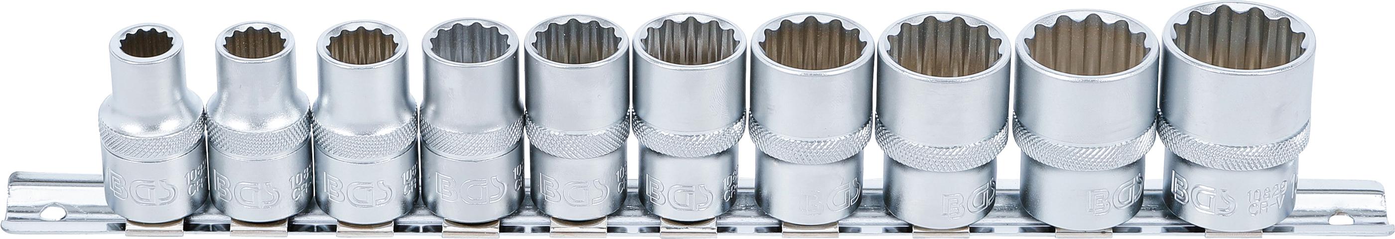 Steckschlüssel-Einsatz-Satz, Zwölfkant | Antrieb Innenvierkant 12,5 mm (1/2") | Zollgrößen | 10-tlg. BGS9114