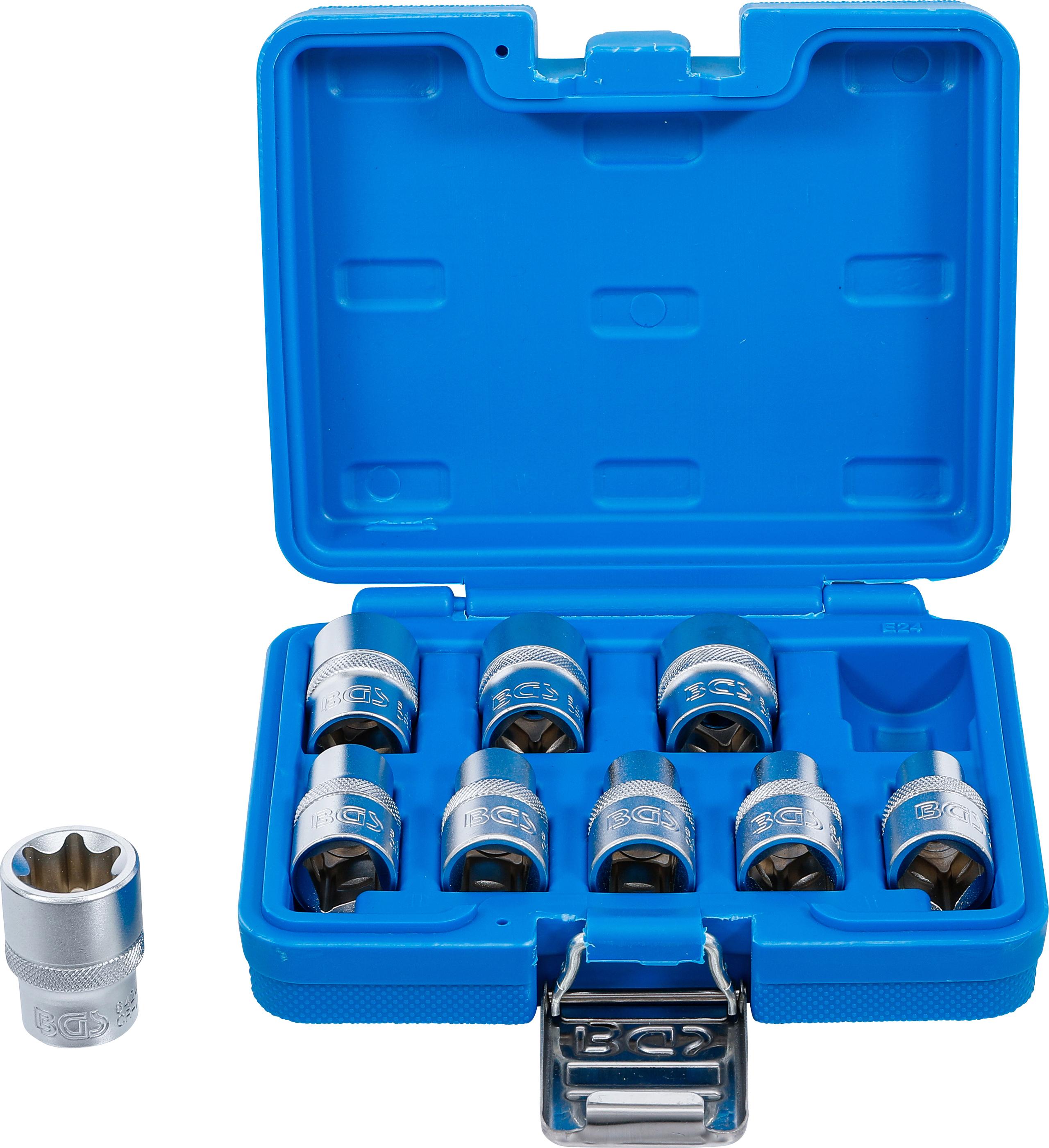 Steckschlüssel-Einsatz-Satz E-Profil | Antrieb Innenvierkant 12,5 mm (1/2") | SW E10 - E24 | 9-tlg. BGS6425