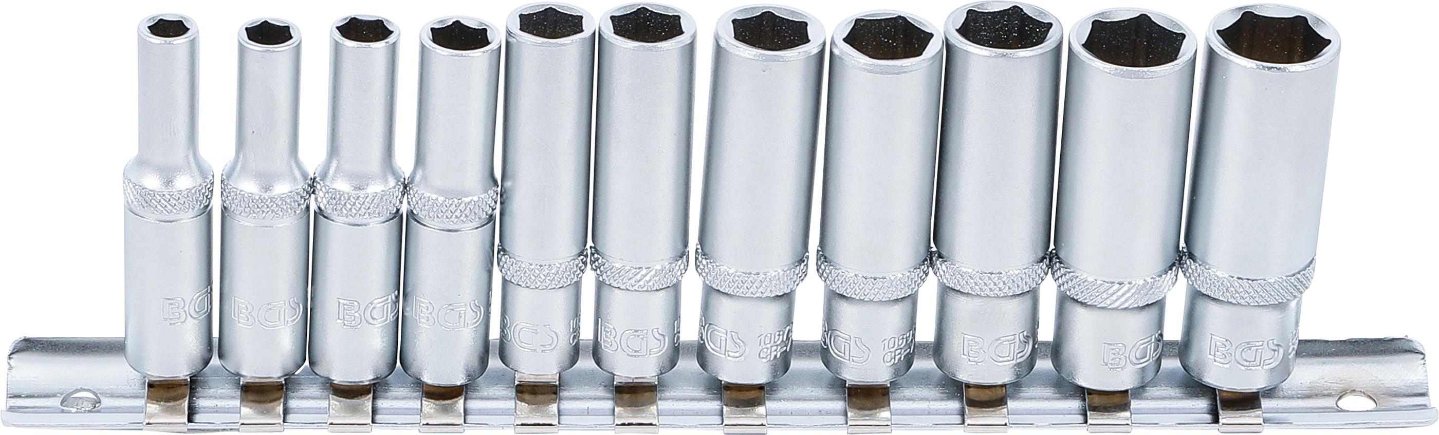 Steckschlüssel-Einsatz-Satz Sechskant, tief | Antrieb Innenvierkant 6,3 mm (1/4") | Zollgrößen | 11-tlg. BGS2429