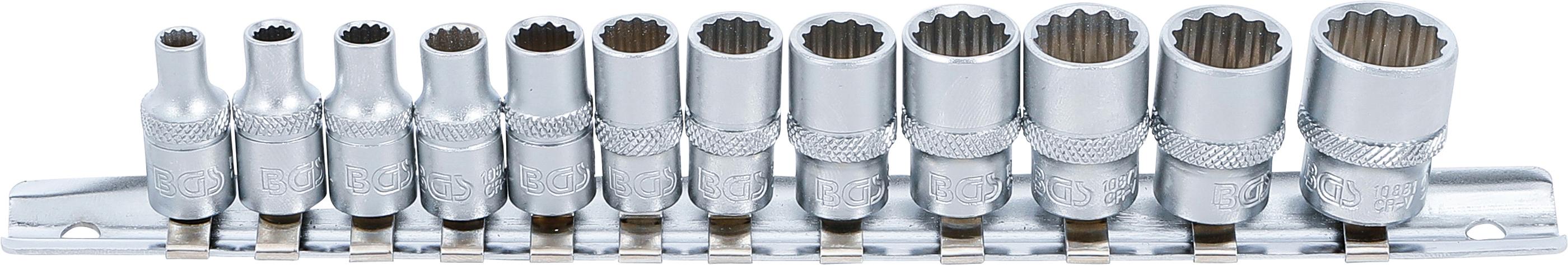 Steckschlüssel-Einsatz-Satz Zwölfkant | Antrieb Innenvierkant 6,3 mm (1/4") | Zollgrößen | 12-tlg. BGS2755