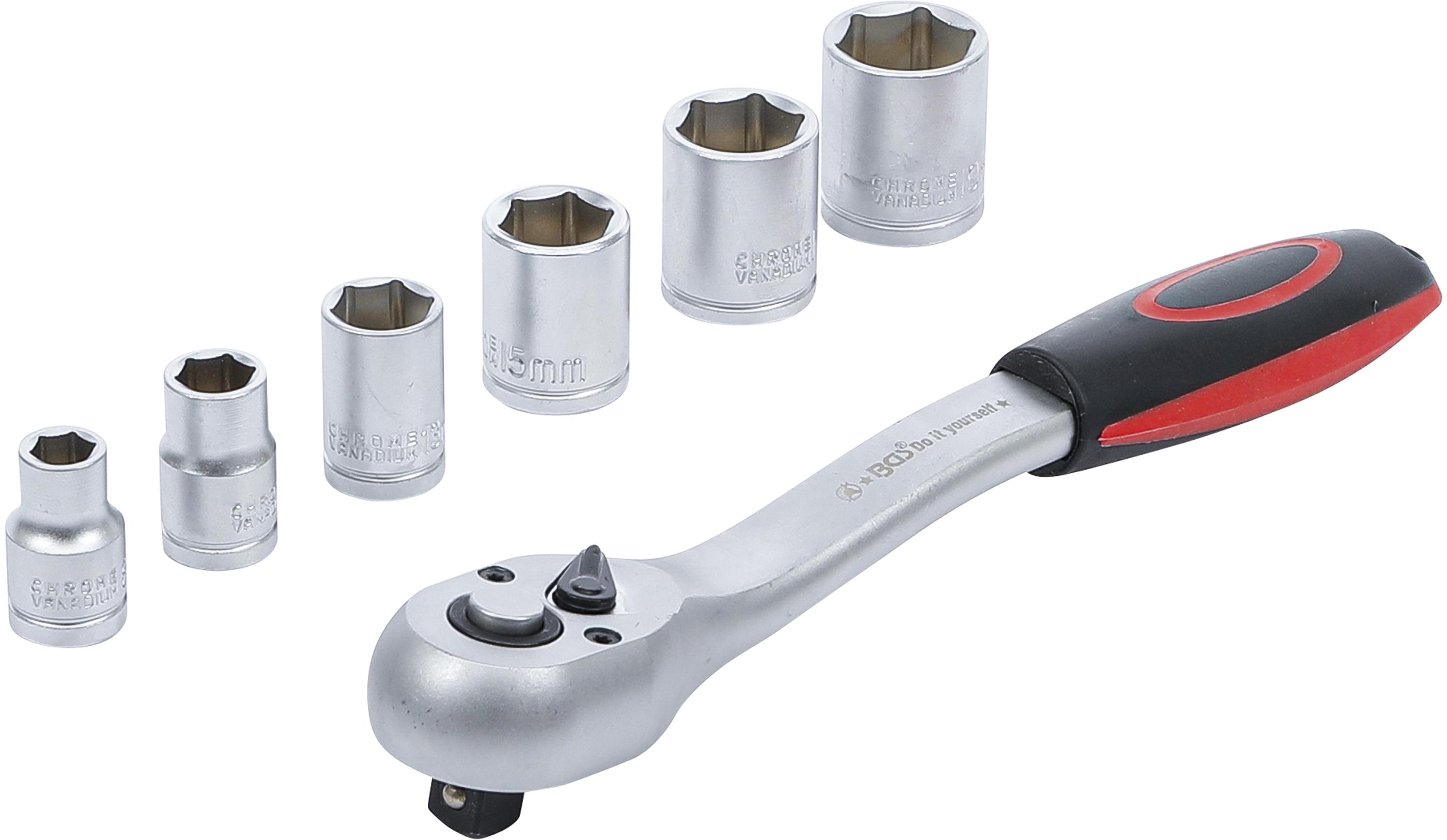 Steckschlüssel-Satz | Antrieb 10 mm (3/8") | SW 8 - 19 mm | 7-tlg. BGS15112