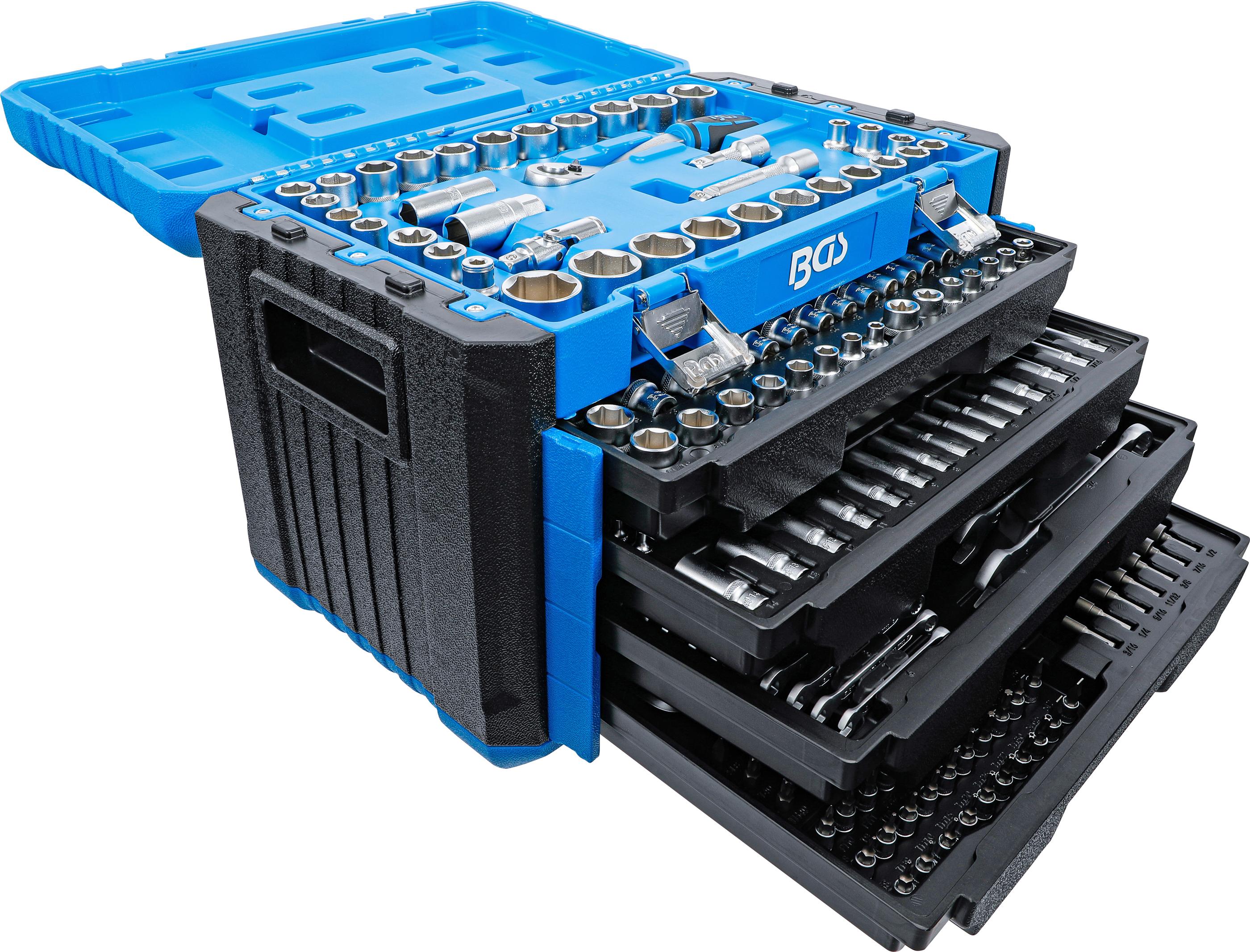 Steckschlüssel-Satz Sechskant | Antrieb 6,3 mm (1/4") / 10 mm (3/8") / 12,5 mm (1/2") | Metrisch und Zollgrößen | 300-tlg. BGS74000