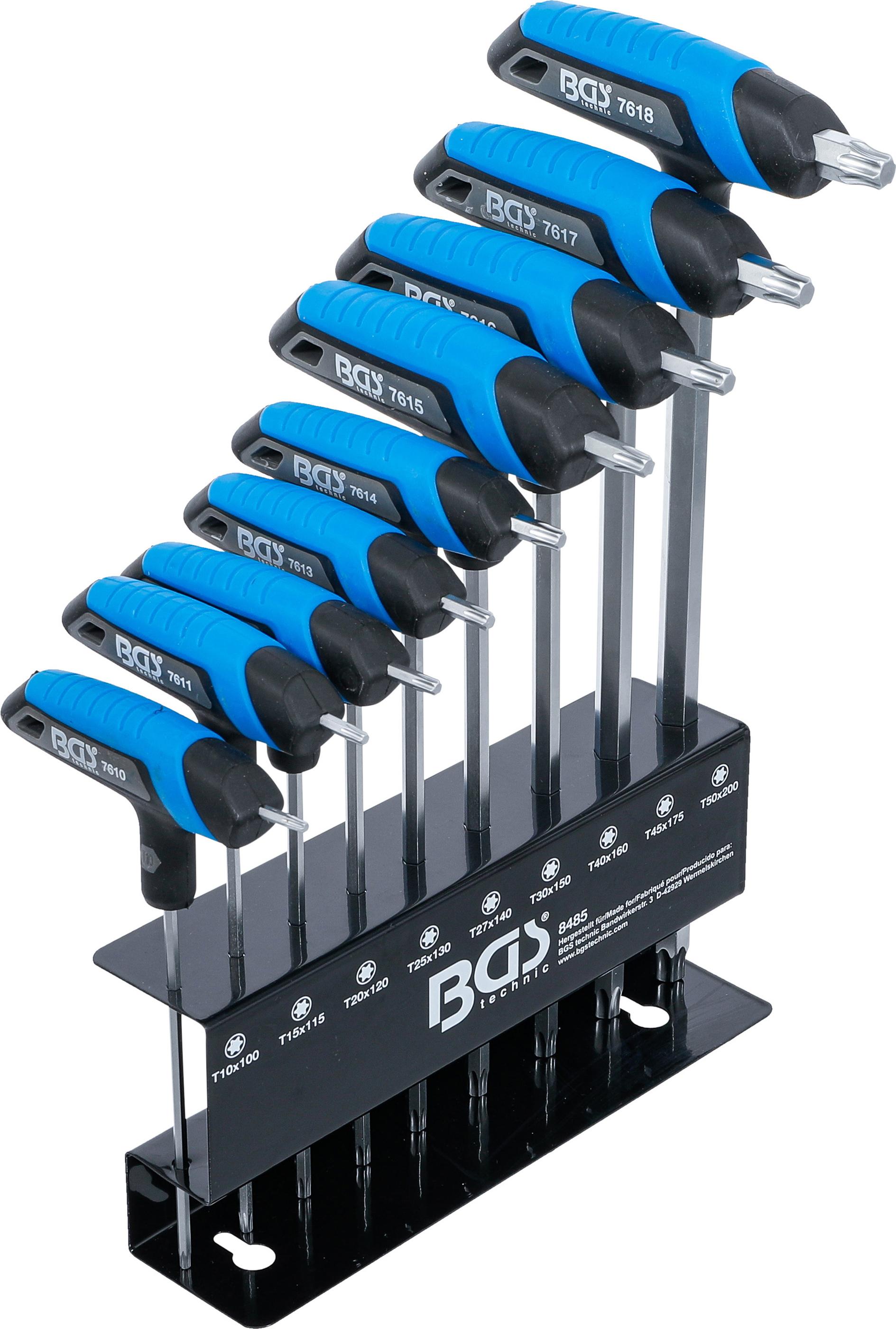 T-Griff-Schlüssel-Satz | T-Profil (für Torx) T10 - T50 | 9-tlg. BGS8485