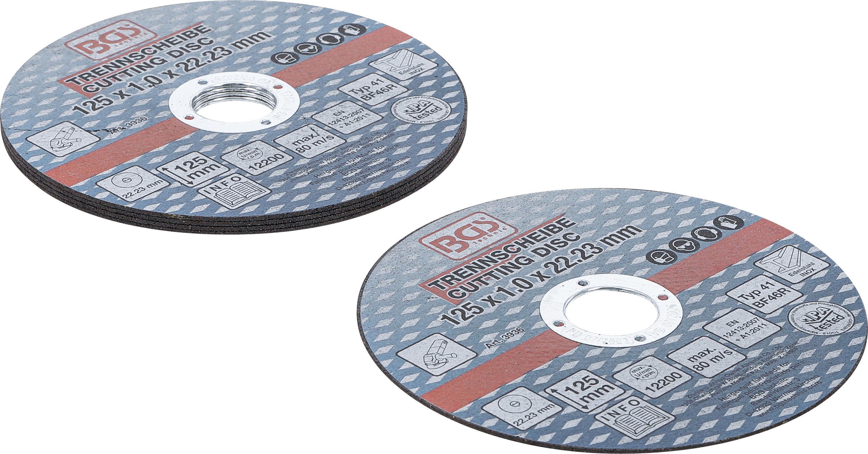 Trennscheiben für Edelstahl | Ø 125 x 1,0 x 22,2 mm | 5-tlg. BGS3936