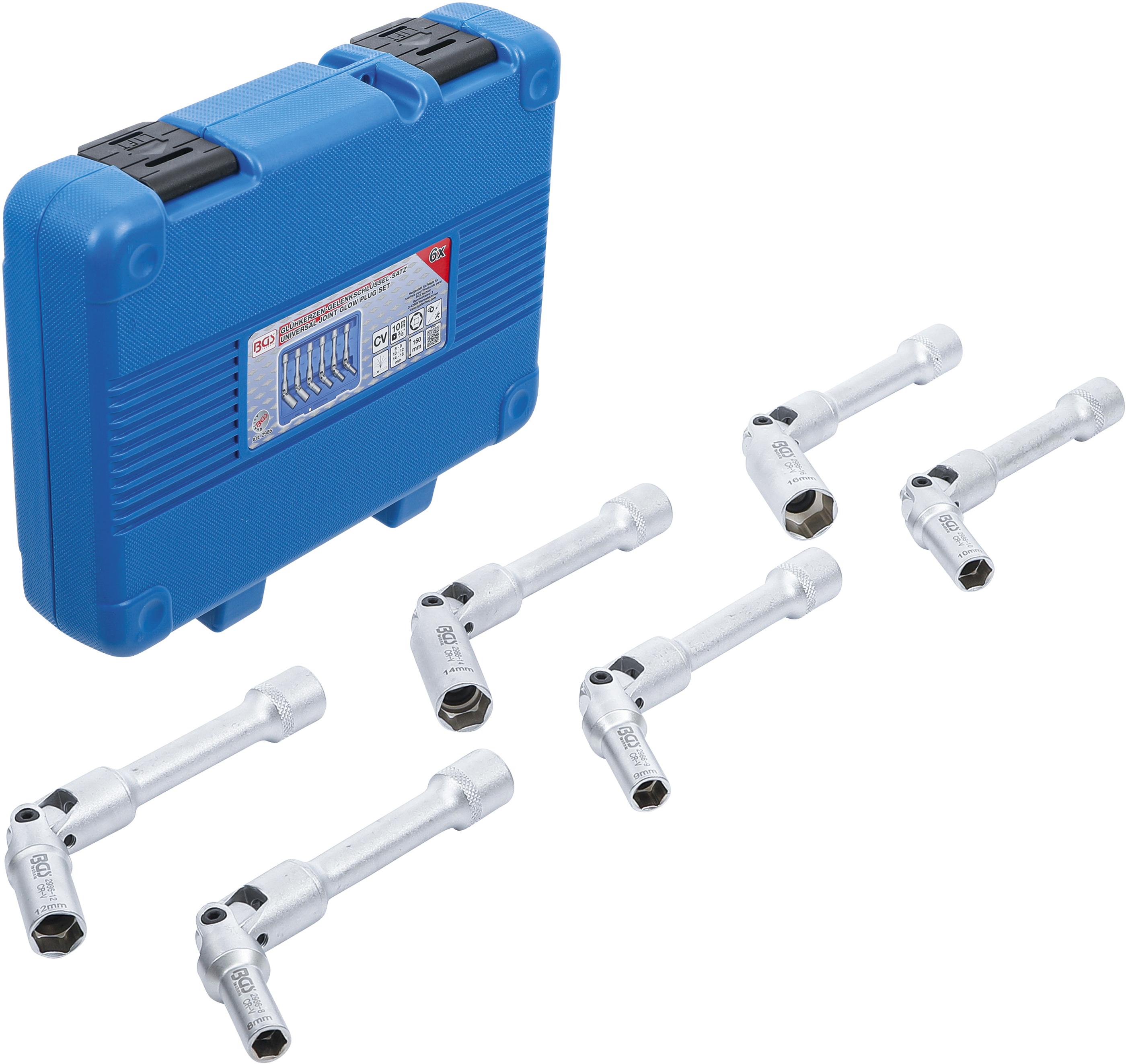Universal Glühkerzen-Gelenkschlüssel-Satz, Sechskant | Antrieb Innenvierkant 10 mm (3/8") | SW 8 - 16 mm | 6-tlg. BGS2986