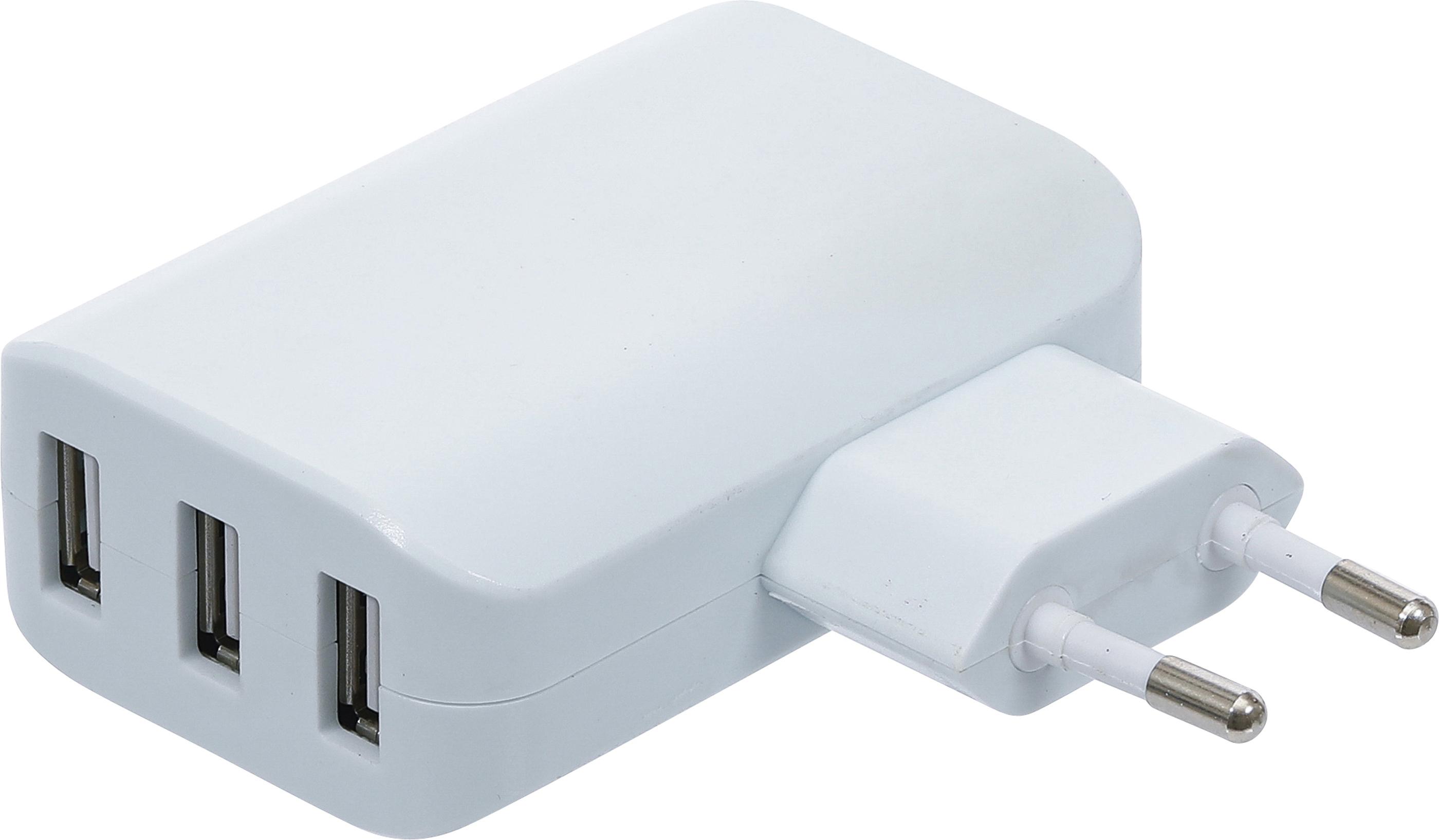 Universal USB-Ladegerät | 3 USB-Ports | max 3,4 A total max. 2,4 A / USB | 110 - 240 V BGS3377