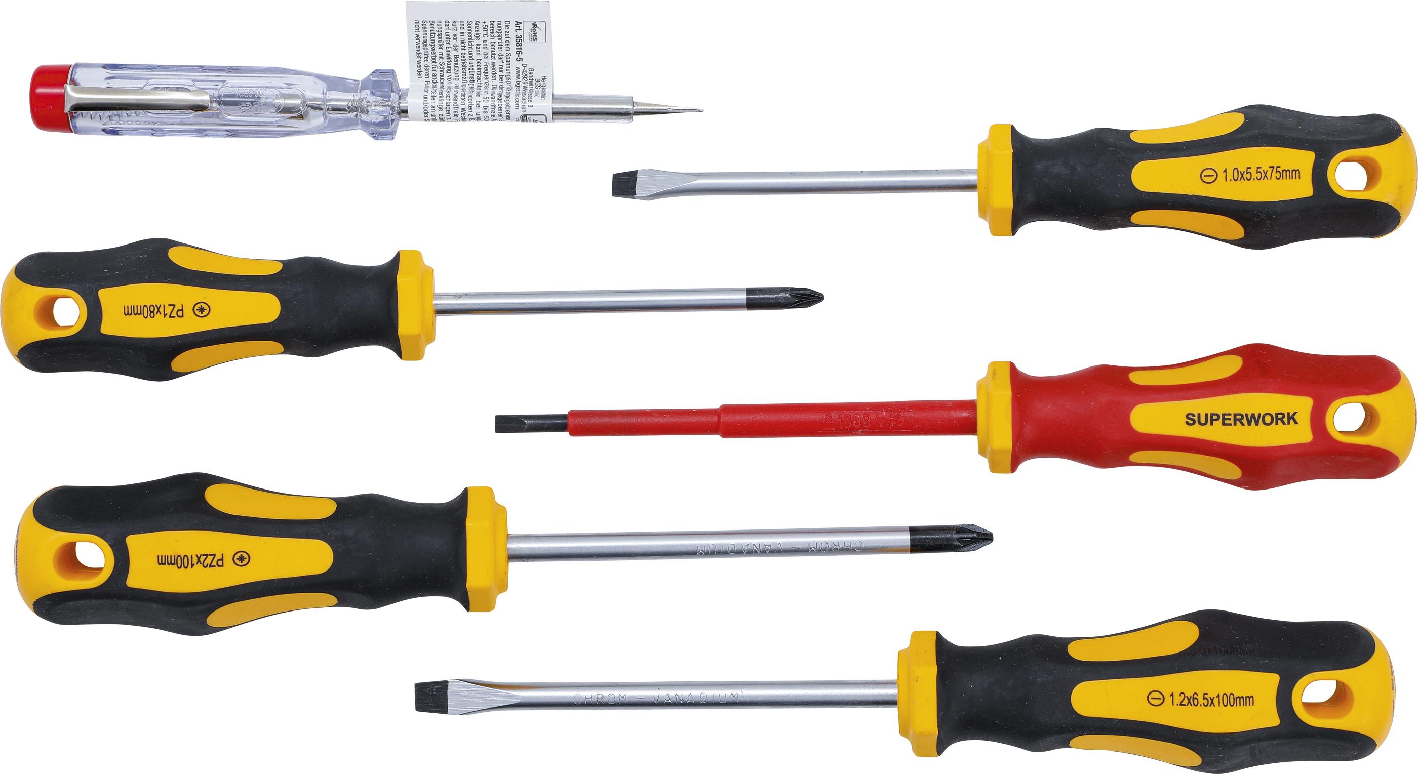 VDE-Elektriker- / Schraubendreher-Satz | Schlitz / Kreuzschlitz | 6-tlg. BGS35816