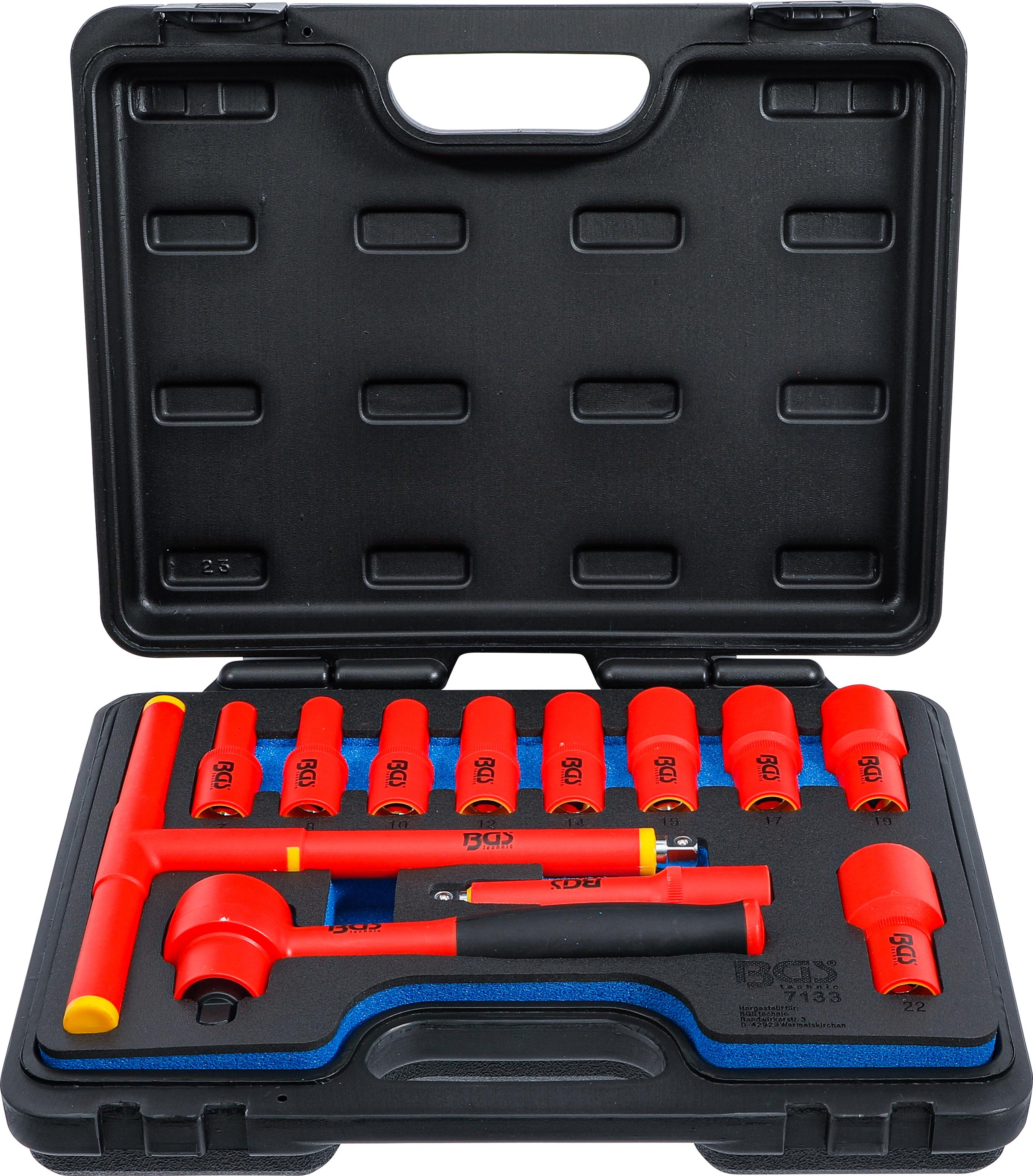 VDE-Steckschlüssel-Satz | Antrieb Innenvierkant 10 mm (3/8") | SW 7 - 22 mm | 12-tlg. BGS7133